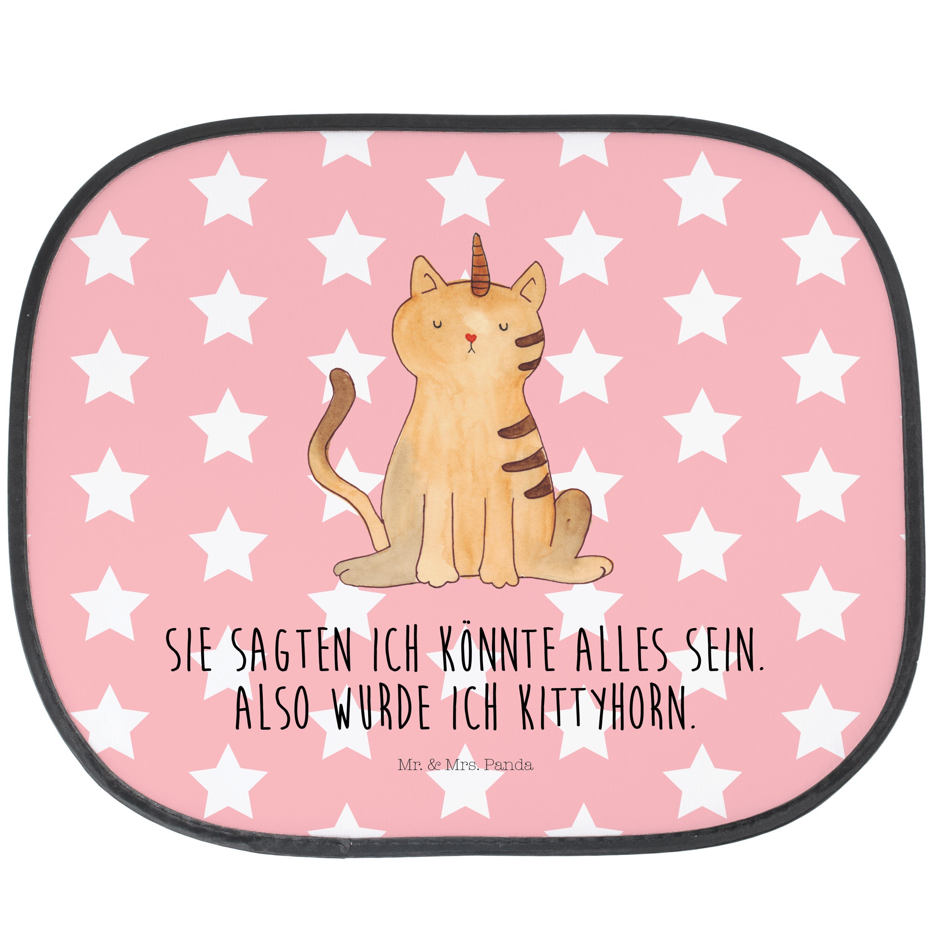 Sonnenschutz Einhorn Katze - Rot Pastell - Geschenk, Sonnenschutz Baby, Katzer, So, Mr. & Mrs. Panda, Seidenmatt