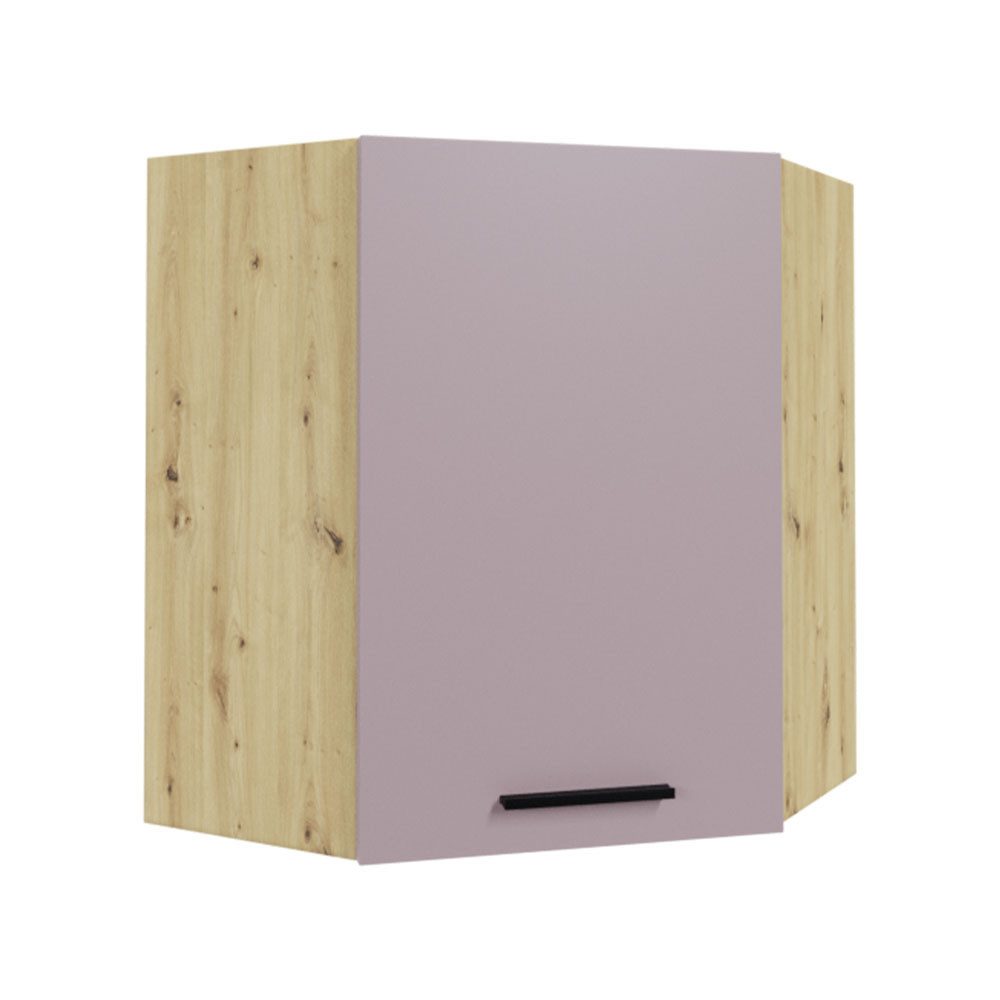 Feldmann-Wohnen Eckhängeschrank Bonn (W10/60, 1-türig, 2 Einlegeböden, 1-St., moderne Optik, MDF Fronten) Eiche Artisan / rosé kupfer matt
