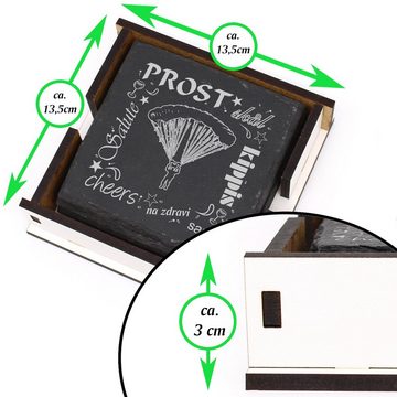 Dekolando Getränkeuntersetzer Prost Fallschirm - inkl. Box & Flaschenuntersetzer, 6-tlg.