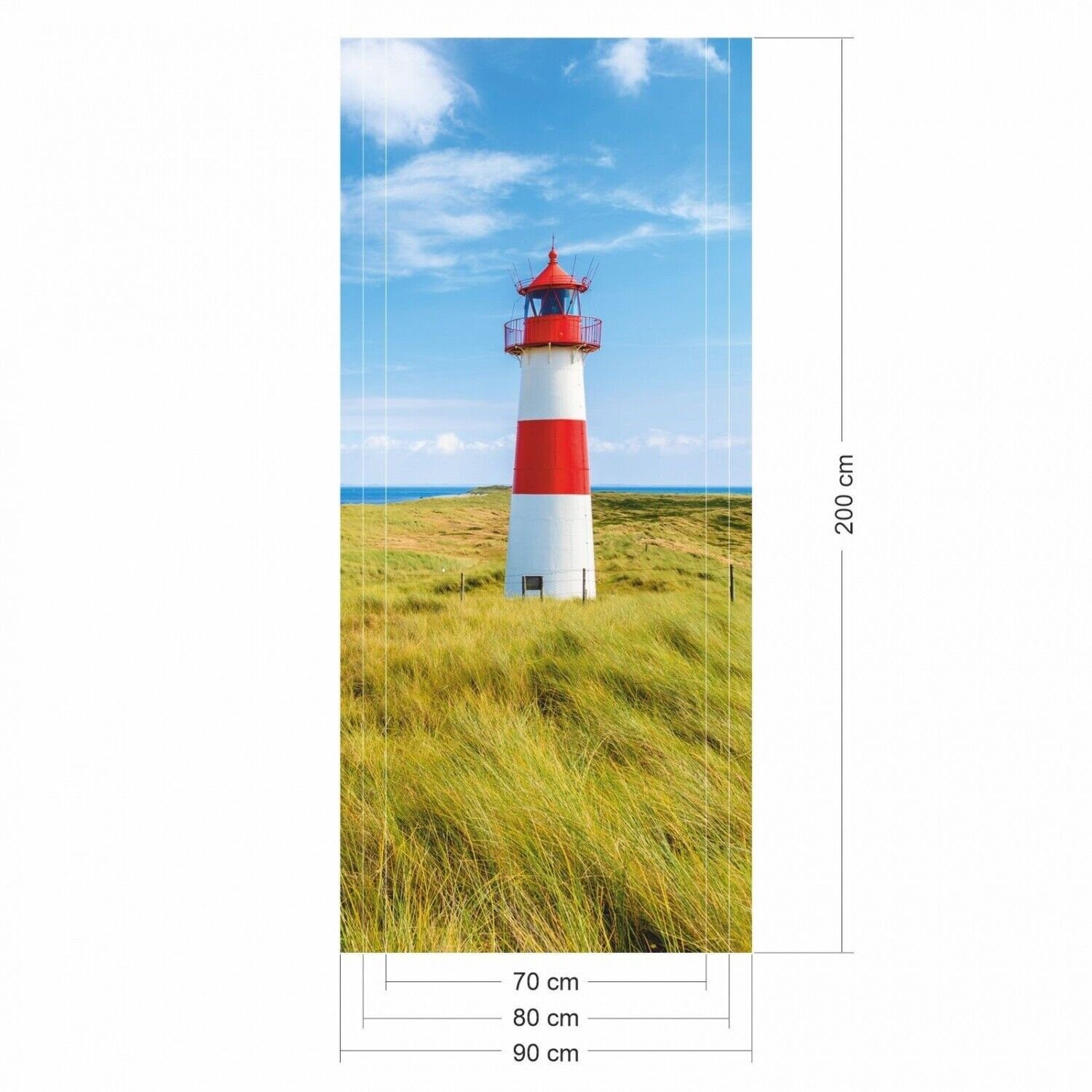 nikima Wandtattoo TB-09 selbstklebendes Türbild – Leuchtturm (PVC-Folie), 0,9 x 2 m selbstklebende Folie