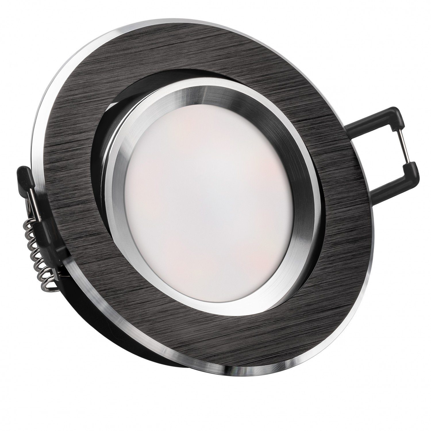 LEDANDO LED Einbaustrahler LED Einbaustrahler in von flach 5W mit Leuchtmittel schwarz Set extra