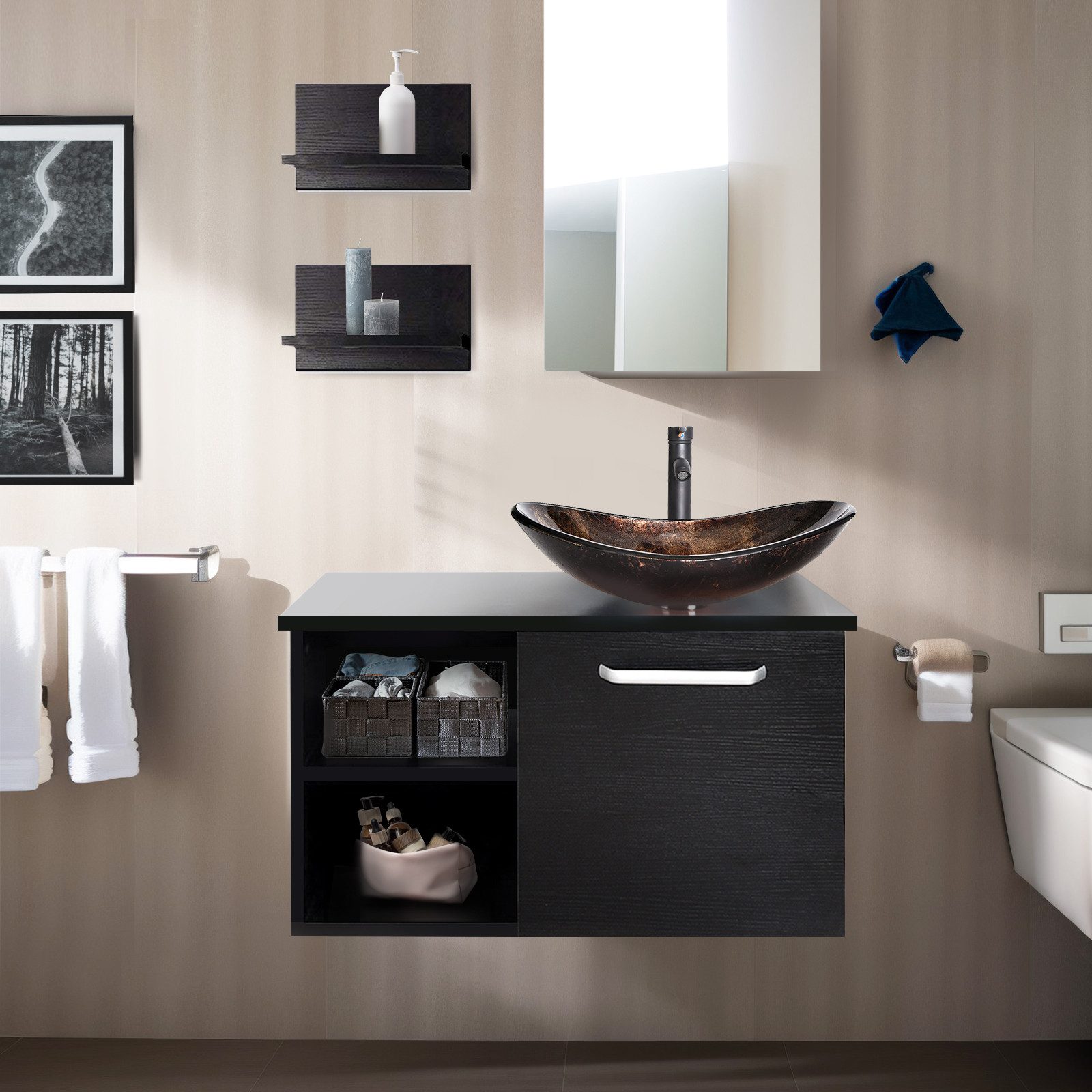 Puluomis Badmöbel-Set mit Spiegel, Badezimmerschrank mit günstig online kaufen