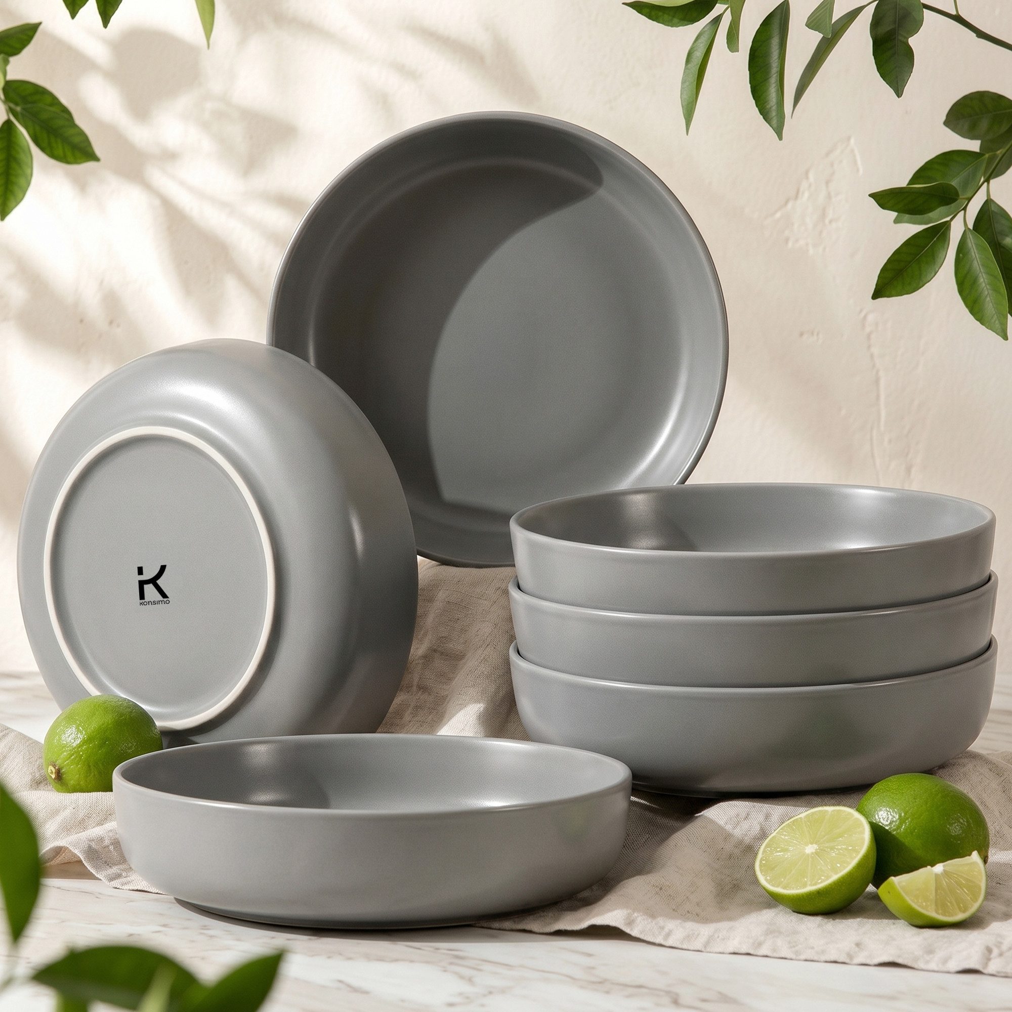KONSIMO® Teller-Set VICTO Tafelservice hergestellt in der EU (6-tlg), 6 Personen, Steingut, spülmaschinengeeignet, mikrowellengeeignet, 6x Suppenteller