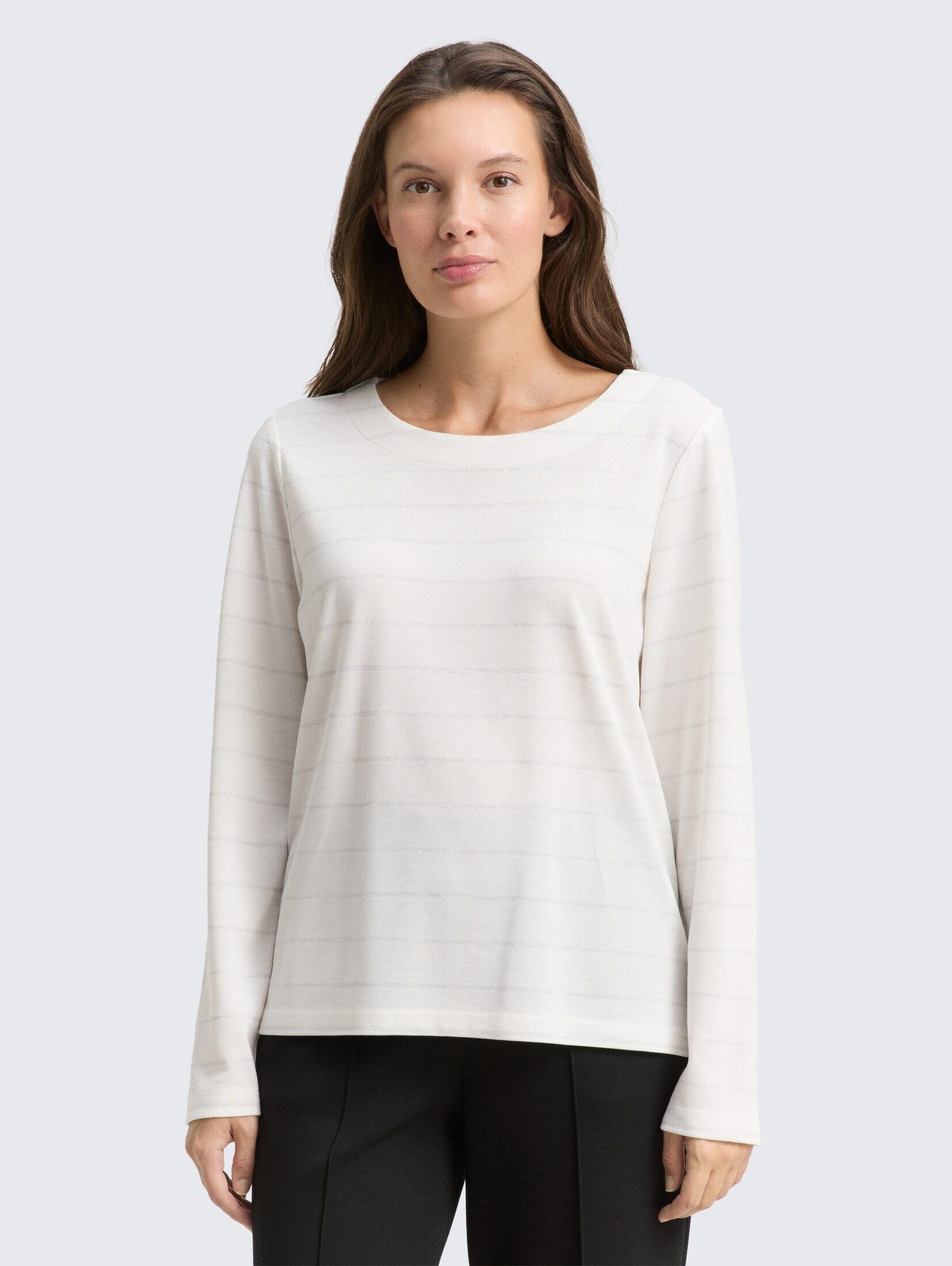 TOM TAILOR Langarmshirt T-Shirt Langarmshirt mit Glitzer-Streifenmuster