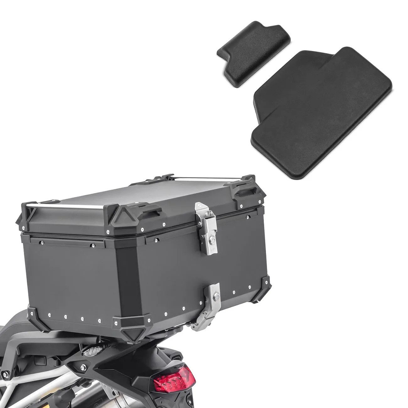 Topcase Set Motorrad Aluminium Topcase 65L + Sozius Rückenpolster Bagtecs