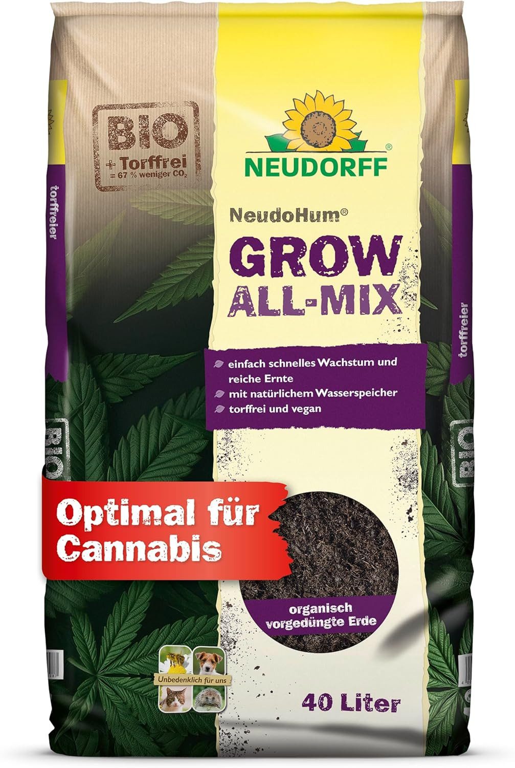 Neudorff Blumenerde NeudoHum Grow Erde All-Mix 40 Liter, dank organischer A günstig online kaufen