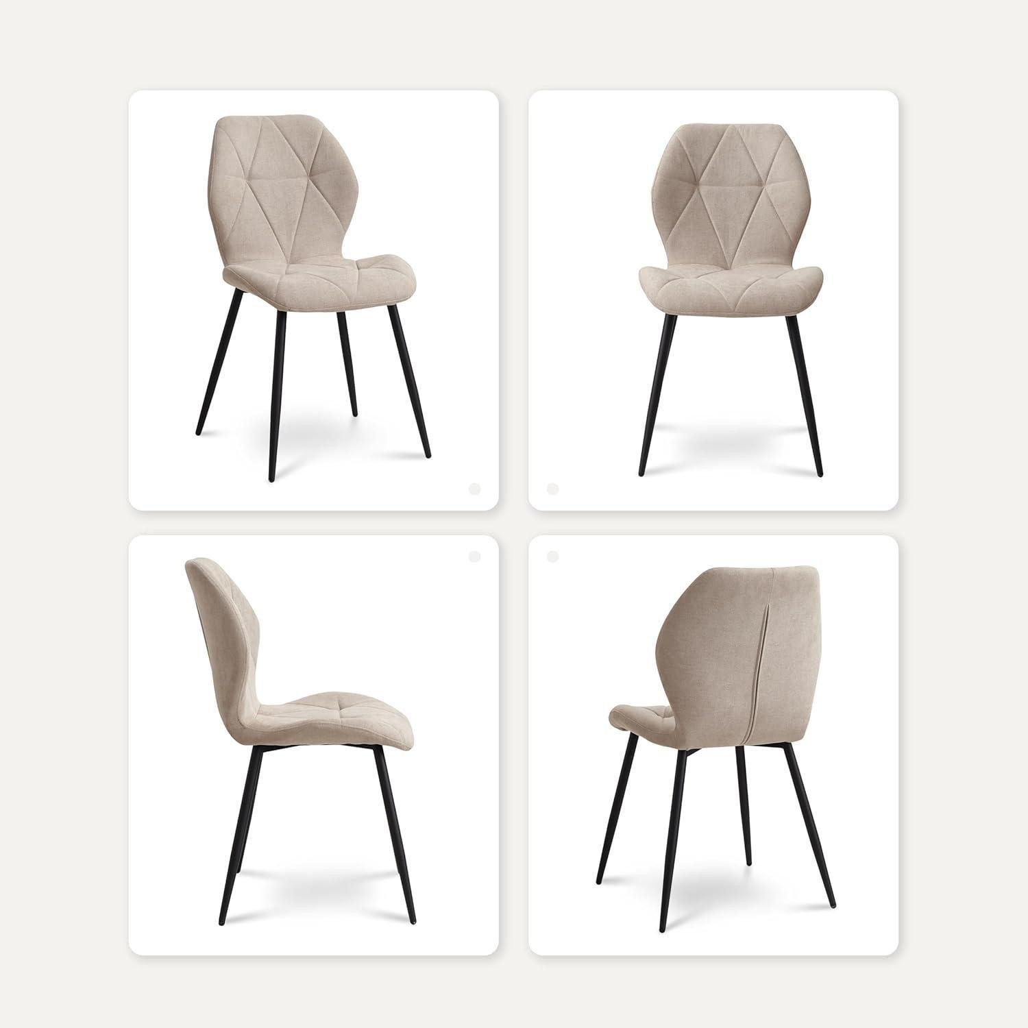 LuxusKollektion Esszimmerstuhl Esszimmerstühle 6er Set gepolstert Metallbeine Beige 6er set – Bild 5 von 5