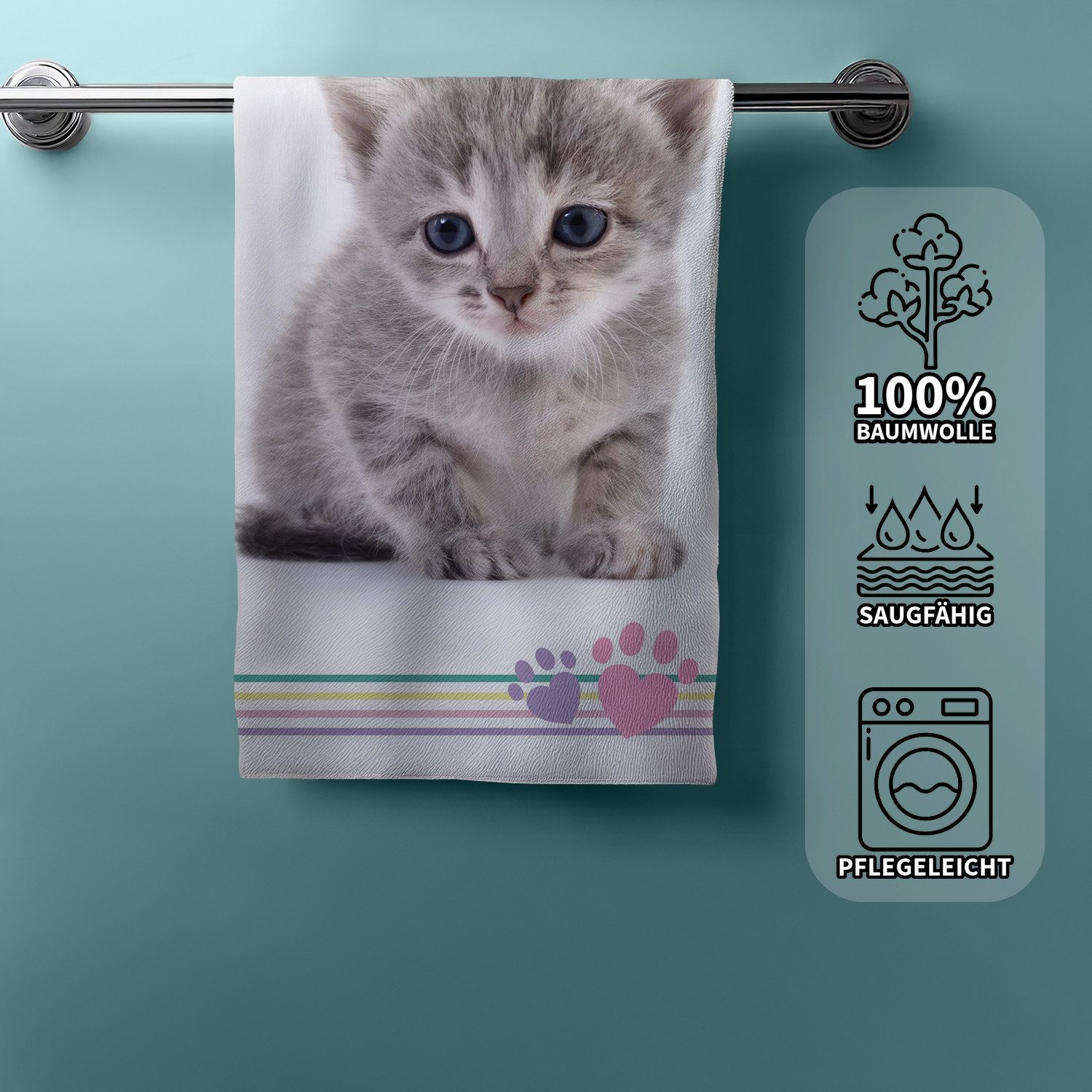 Aptex Handtücher Duschtuch Badetuch Handtuch Strandtuch mit Katze 70 x 140c günstig online kaufen