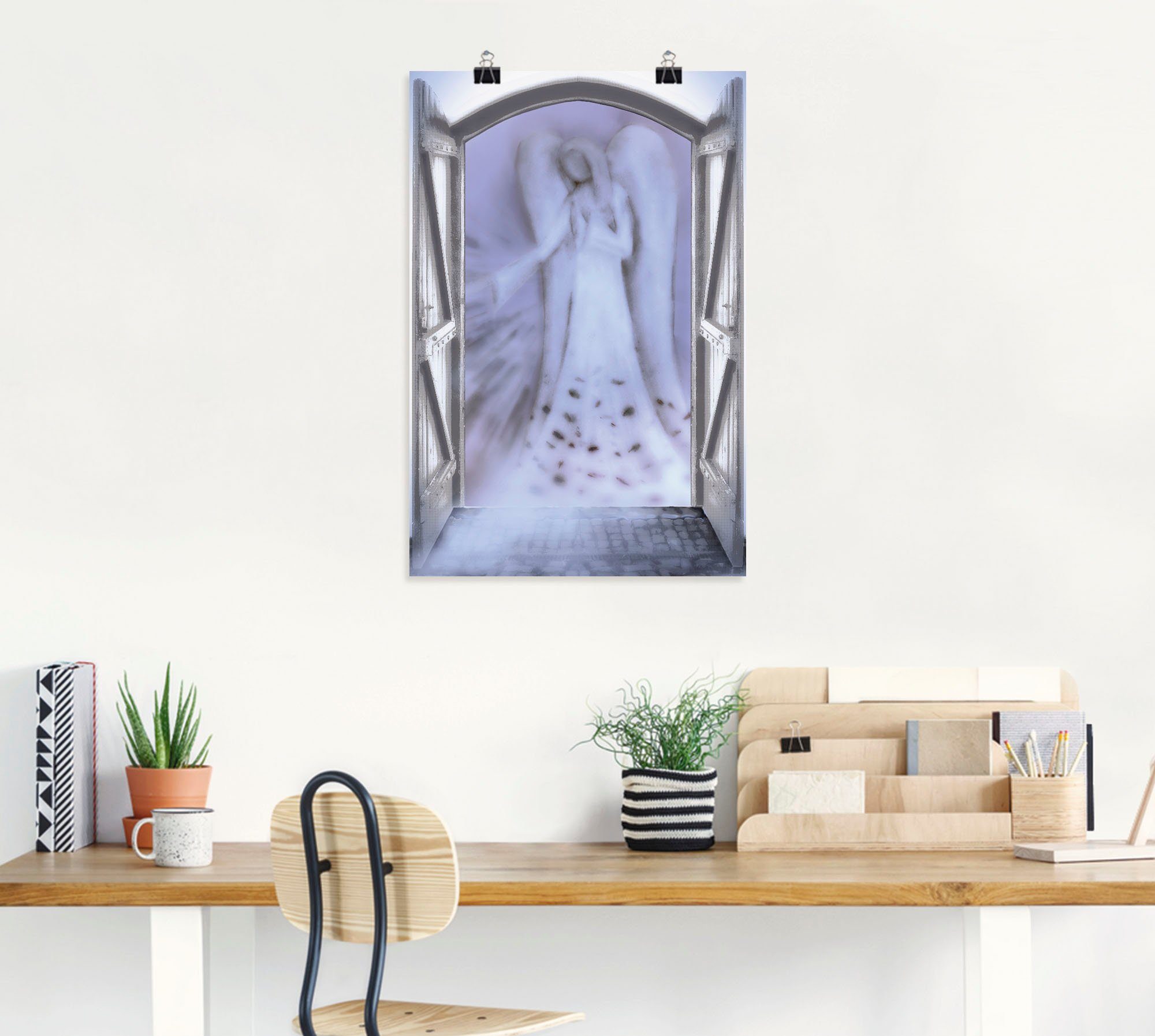 Wandaufkleber in als Fensterblick - Wandbild Artland Poster (1 Größen Leinwandbild, oder vor Religion Tür, der St), versch. Alubild, Engel