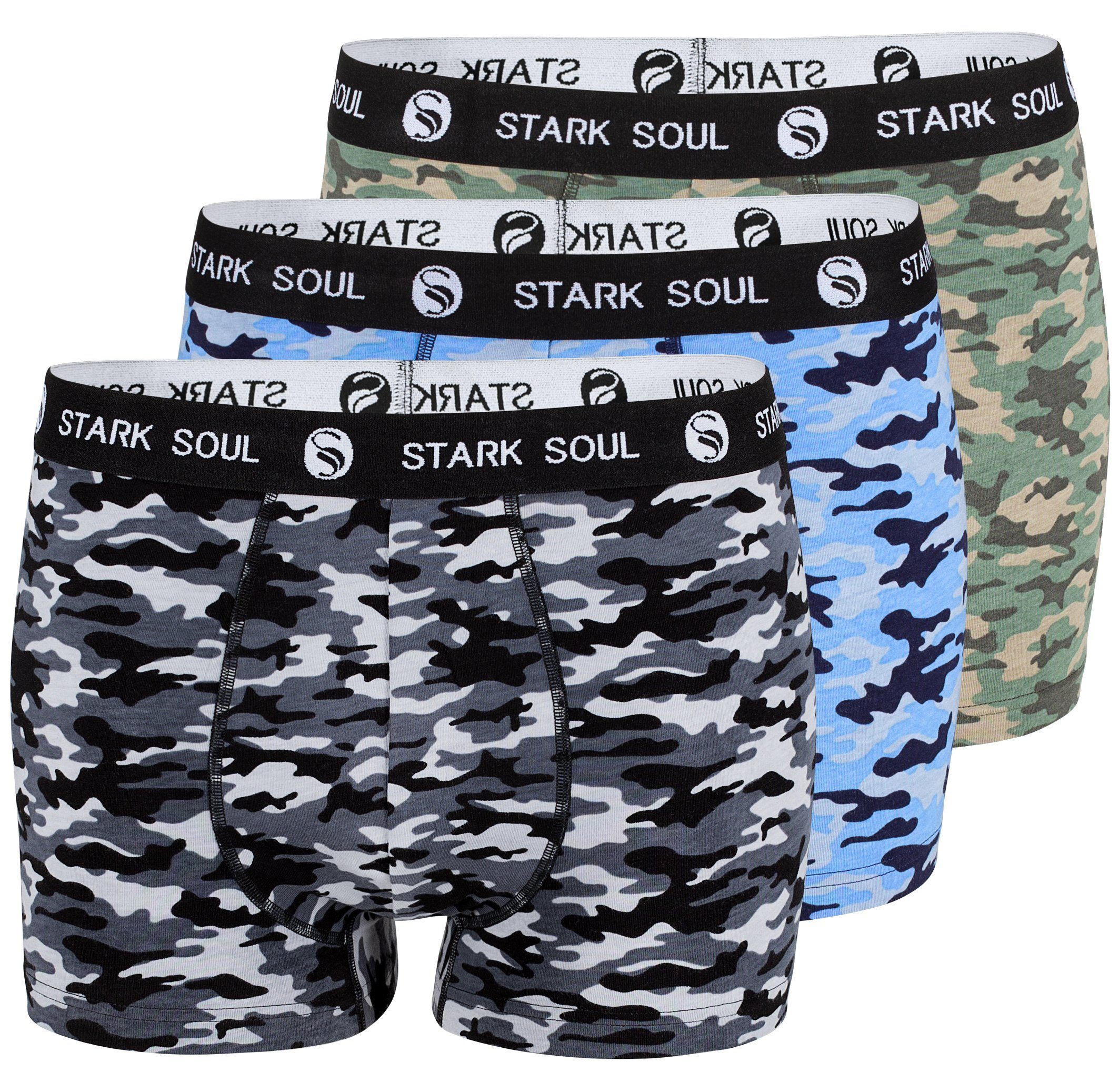 Stark Soul® Boxershorts Boxershorts Herren, Camouflage, 3'er Pack, Retroshorts, Hipster, Unterhosen 3er-Pack