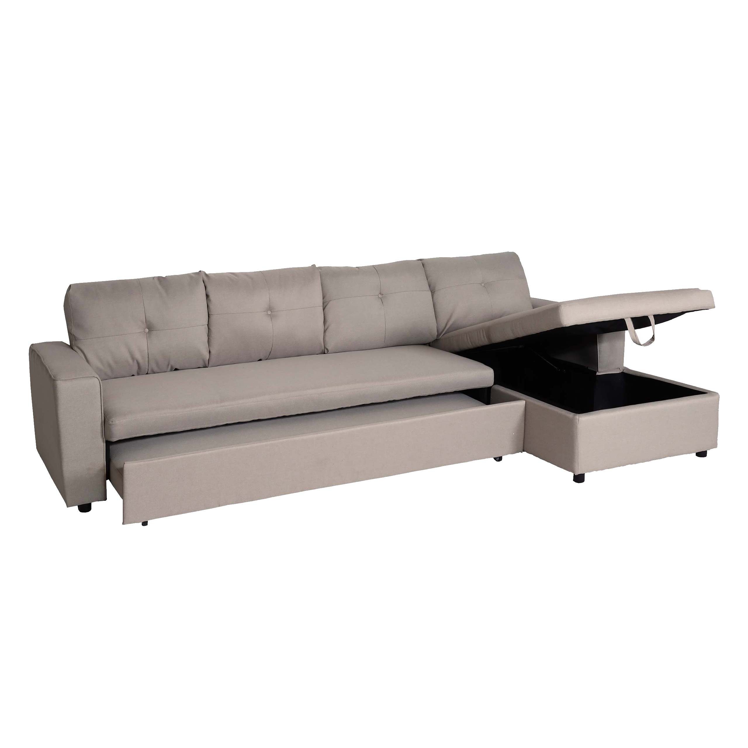 Mit beige Aufbewahrungsbox 1 | beige Ecksofa MCW MCW-L16, Teile,