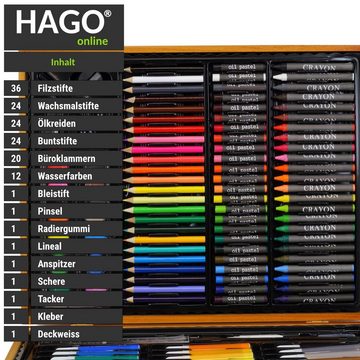 HAGO Malpalette Malset Zeichnen 150-teilig Wassermalfarbe Buntstifte Filzstiften Paste
