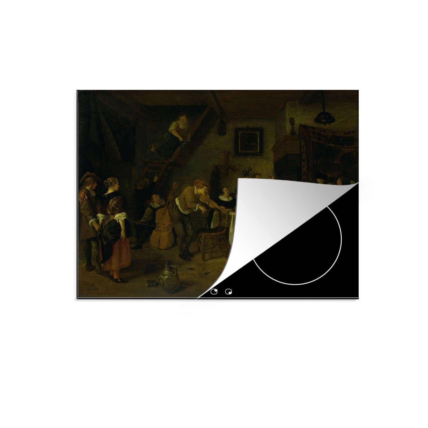 MuchoWow Herdblende-/Abdeckplatte Die Bauernhochzeit - Jan Steen, Vinyl, (1 tlg), 71x52 cm, Induktionskochfeld Schutz für die küche, Ceranfeldabdeckung