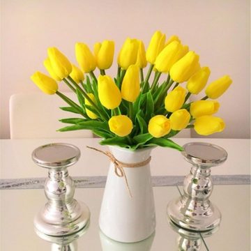 Kunstblume Künstlicher Blumenstrauß Tulpen, Künstliche Deko Blumen, Gelb, Lubgitsr