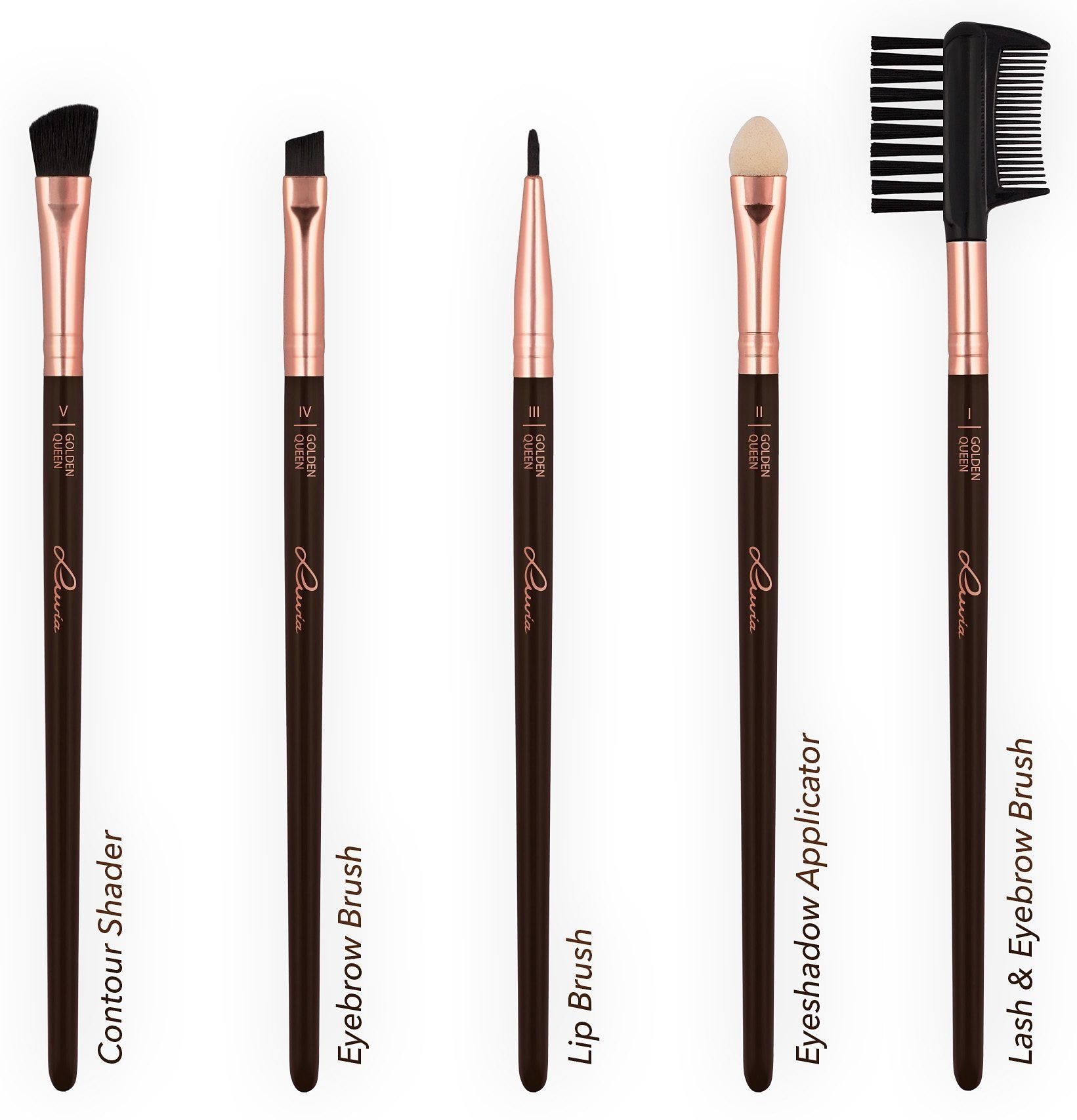 Luvia Cosmetics Kosmetikpinsel-Set Golden Queen, 15 tlg., vegan