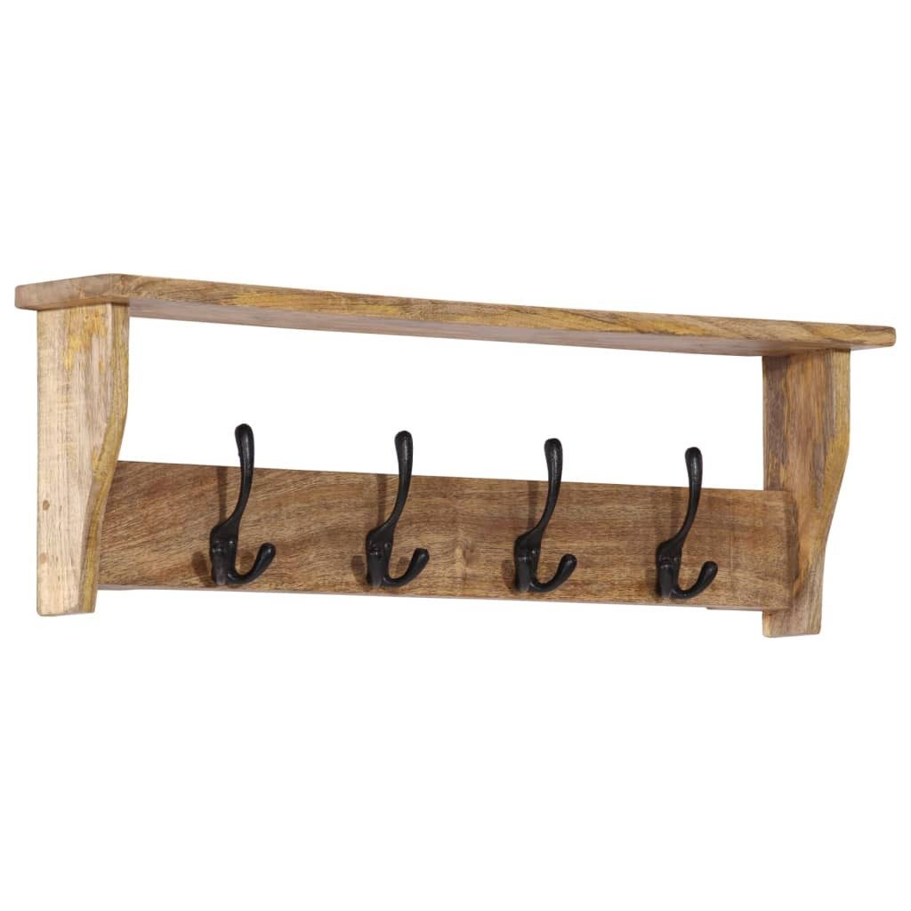 vidaXL Garderobenständer Wandgarderobe mit 4 Haken Massivholz