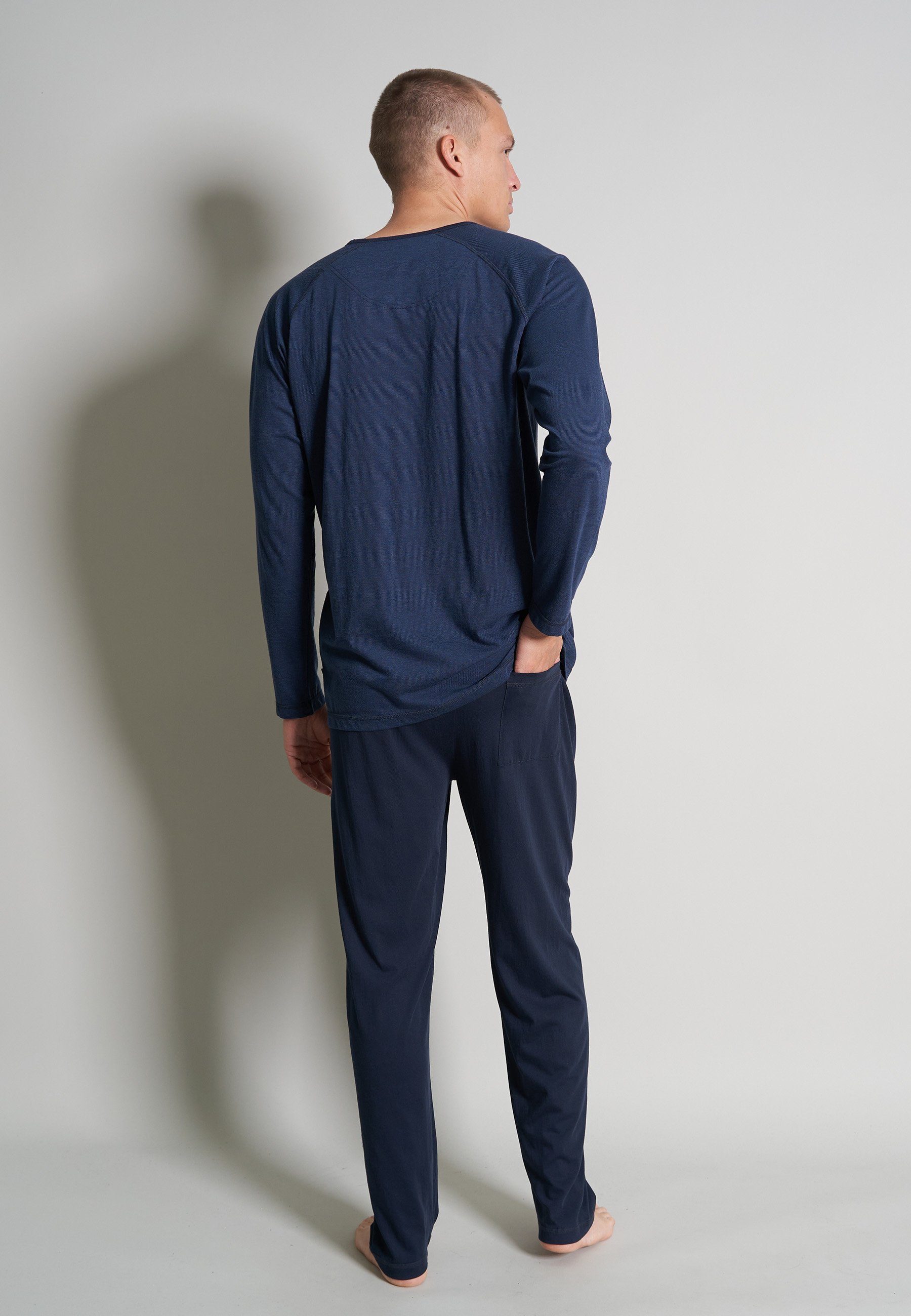 CECEBA (1 CECEBA Herren quergestreift Pyjama blau tlg) Pyjama