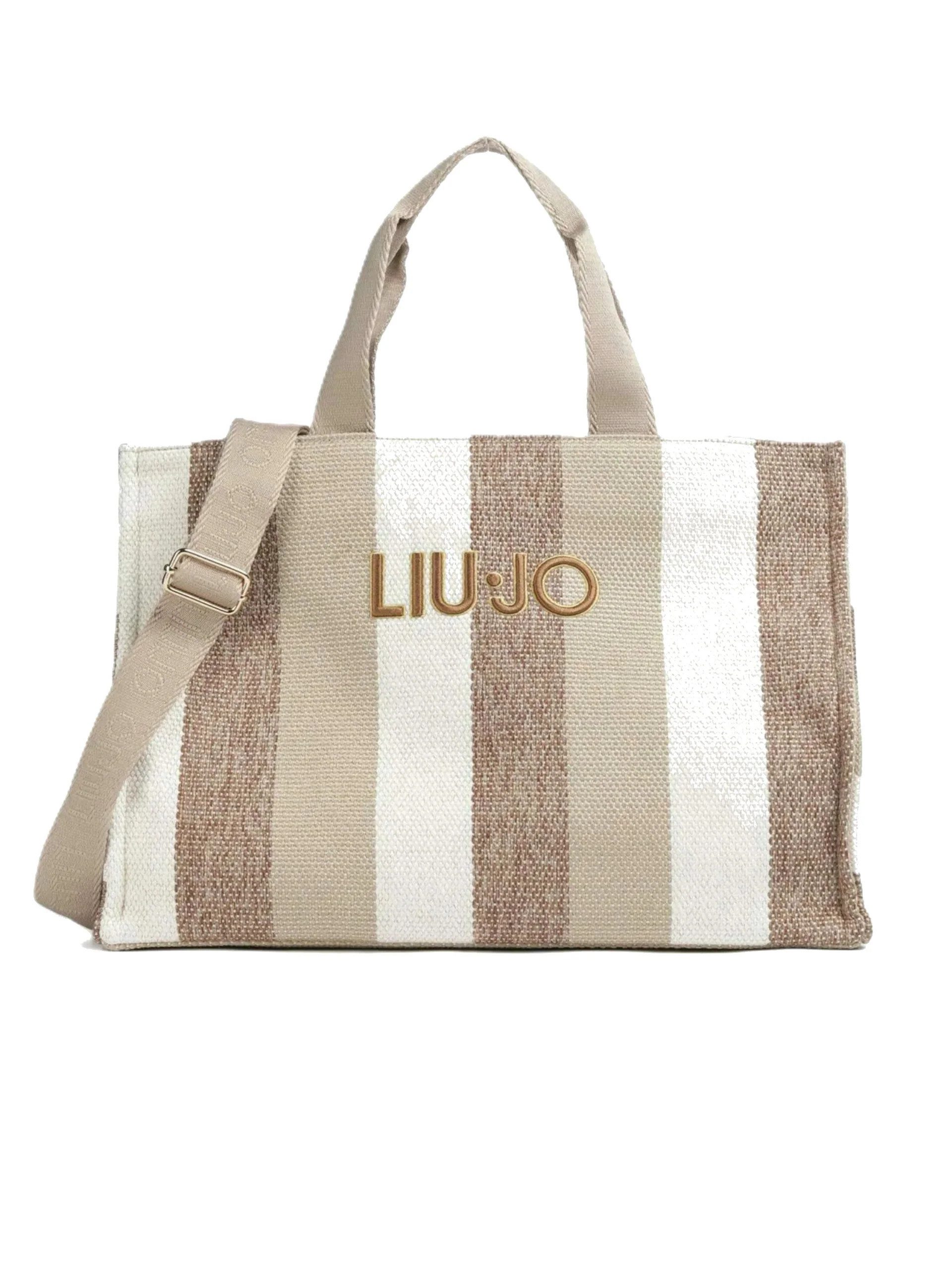 Liu Jo Schultertasche Shopper Damen - gestreifte Canvas Tasche - Logo Handtasche groß - STRI