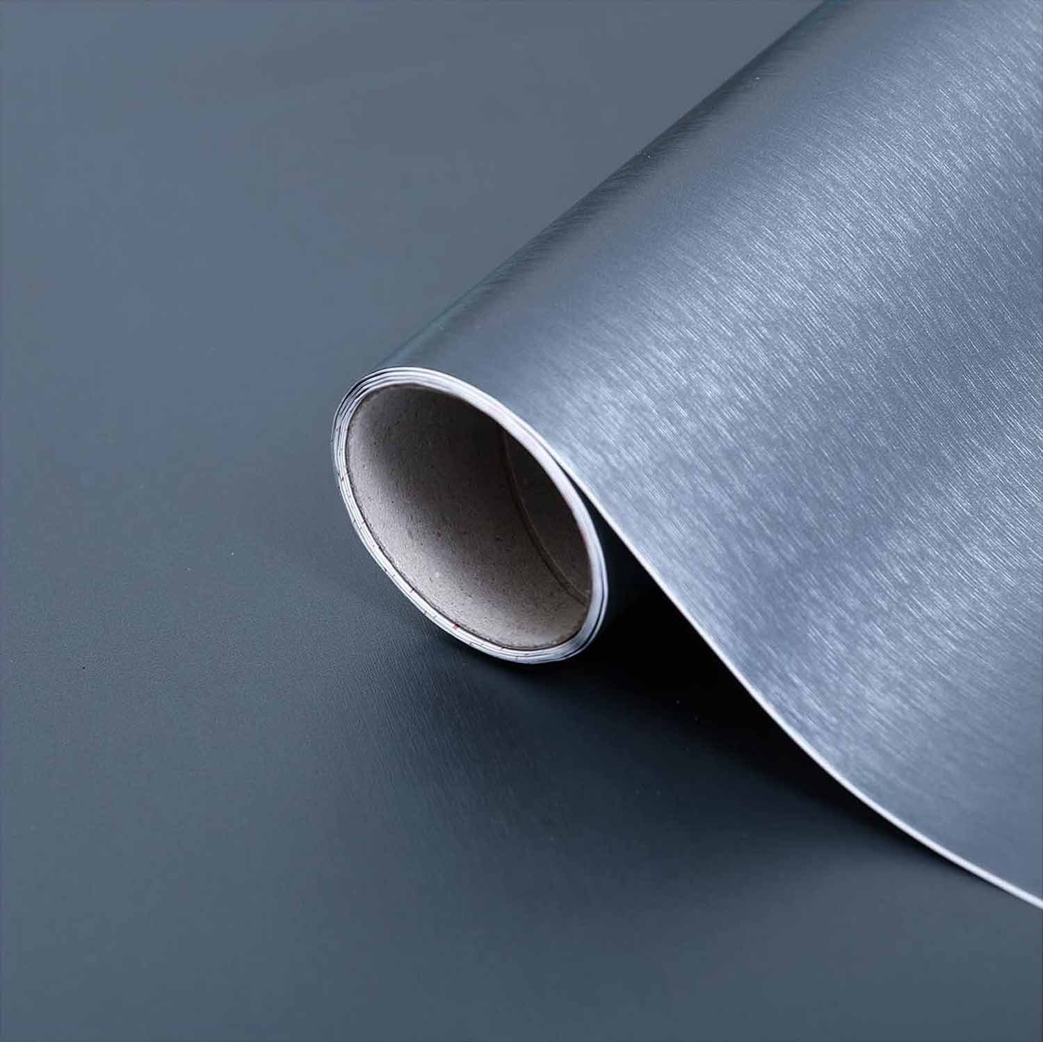 d-c-fix Möbelfolie Platino stahlgrau selbstklebende Folie Metallic Klebefolie Küche Möbel, (L x B: 200 x 67,5cm), Designfolie - zuschneidbar & rückstandslos entfernbar