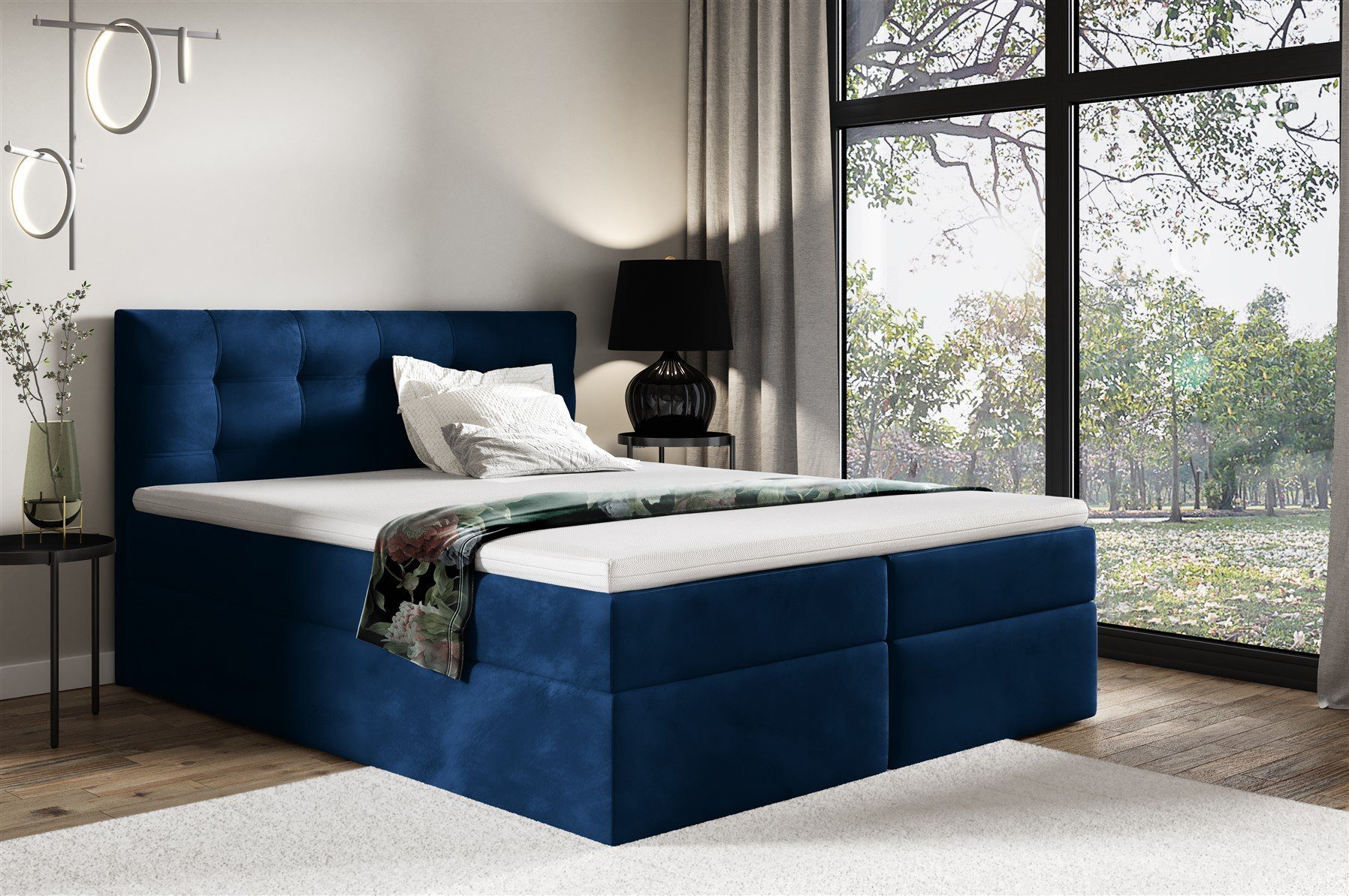 Fun Möbel Boxbett Schlafzimmerbett OVIEDO XL in Stoff Fresh (inkl. Bettkästen, inkl. Kaltschaumtopper), eingebautes Liftsystem für Bettkästen, Überlänge