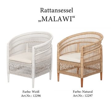 LebensWohnArt Sessel Rattan-Sessel MALAWI Natural inkl. Sitzkissen