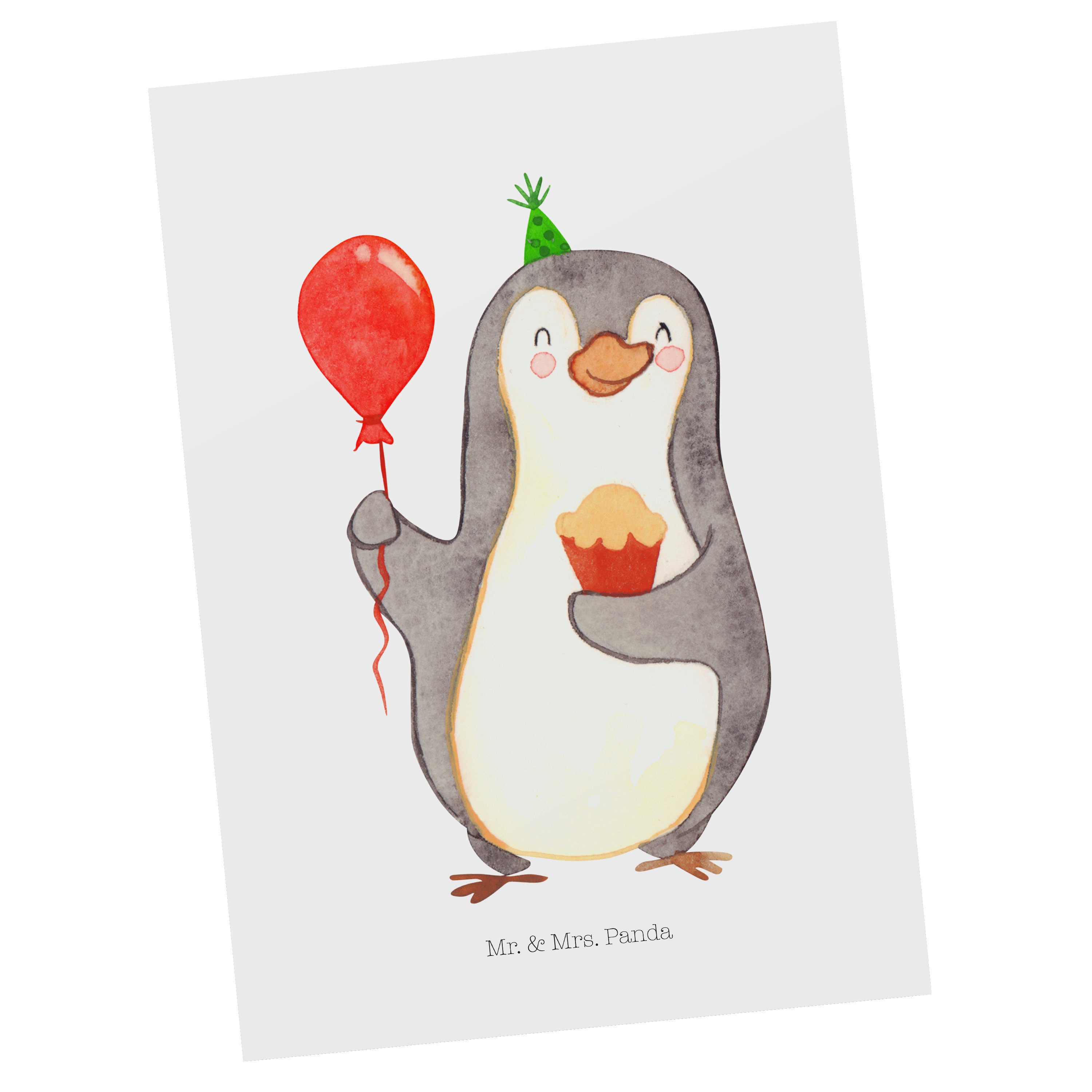 Postkarte Kar Geschenkkarte, Geschenk, Dankeskarte, Panda Mr. Mrs. & - - Weiß Geburtstag Pinguin