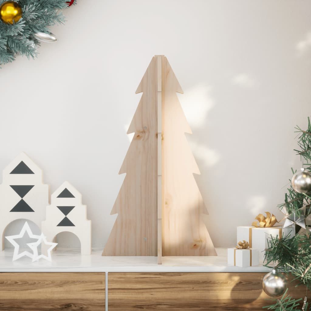 vidaXL Künstlicher Weihnachtsbaum Weihnachtsbaum Holz zum Schmücken 69,5 cm Massivholz Kiefer