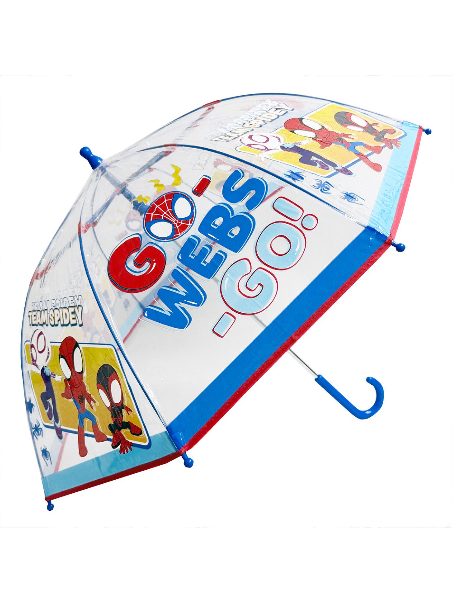Spiderman Stockregenschirm Kinder-Regenschirm transparent für Jungen ab 3 Jahren, windfest