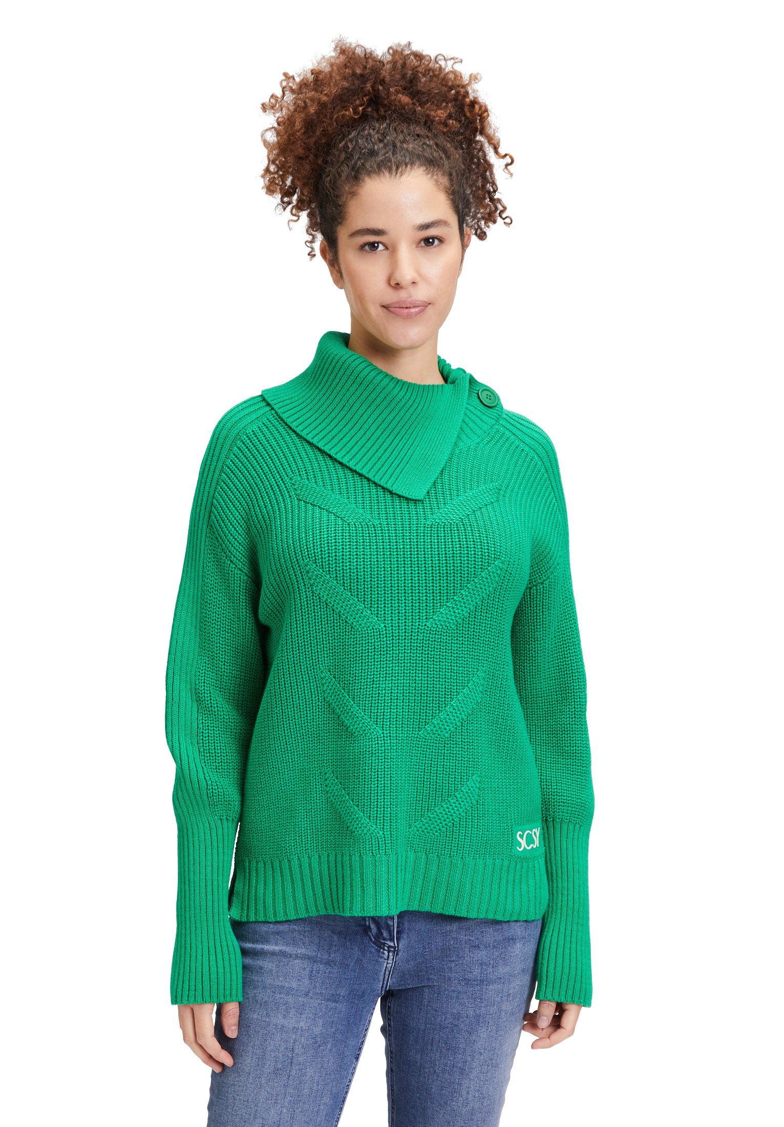 Kragen Betty Strickpullover (1-tlg) Grass hohem Green mit Kragen Barclay