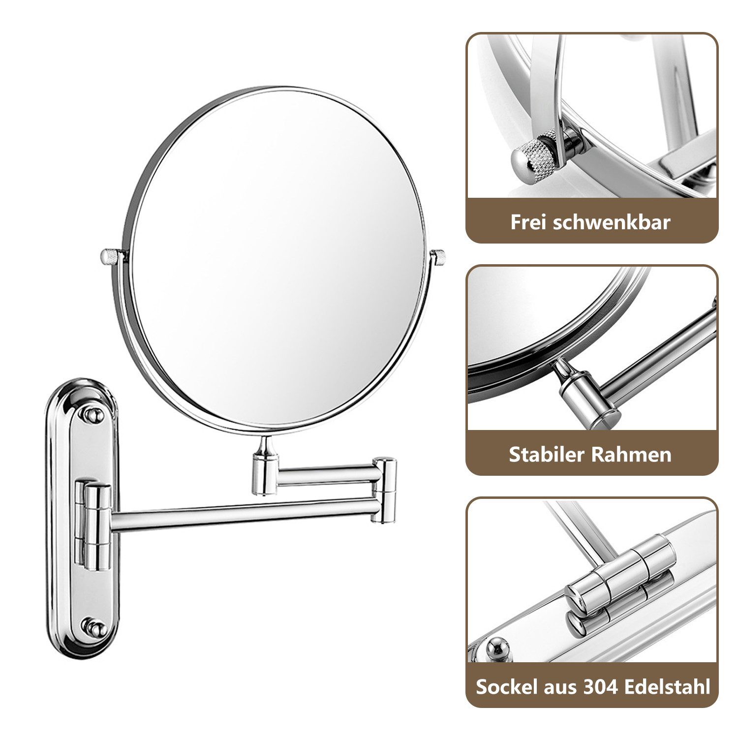 OSTWOLKE Kosmetikspiegel Wandmontage 6 Zoll 1X/10X Schminkspiegel Rasierspi günstig online kaufen