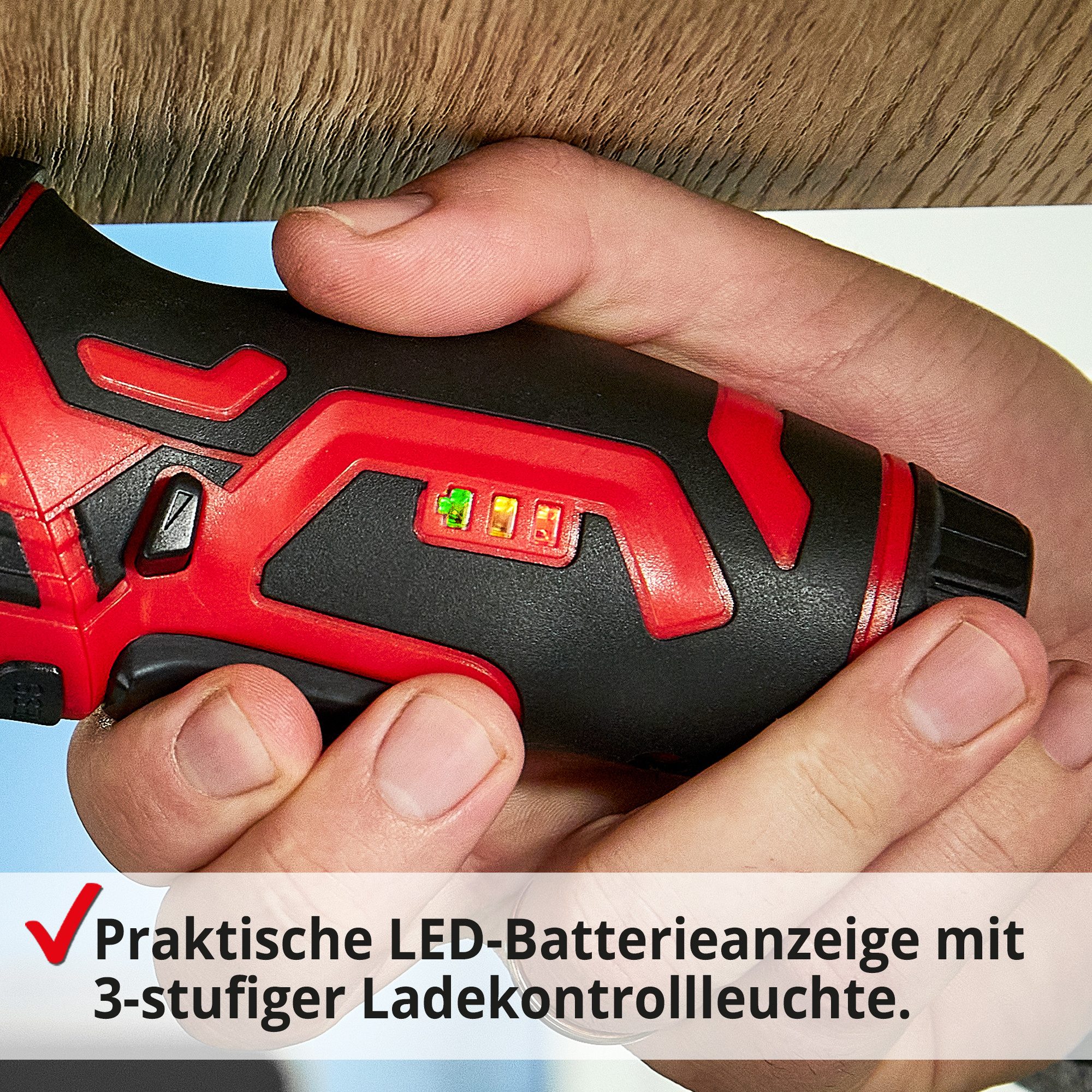 Hecht Akku-Schrauber mit 3,4V/2Ah Akku und 52-teiliger Bitsatz, 230 U/min, 4 Nm, Mangetisch, 4 Nm