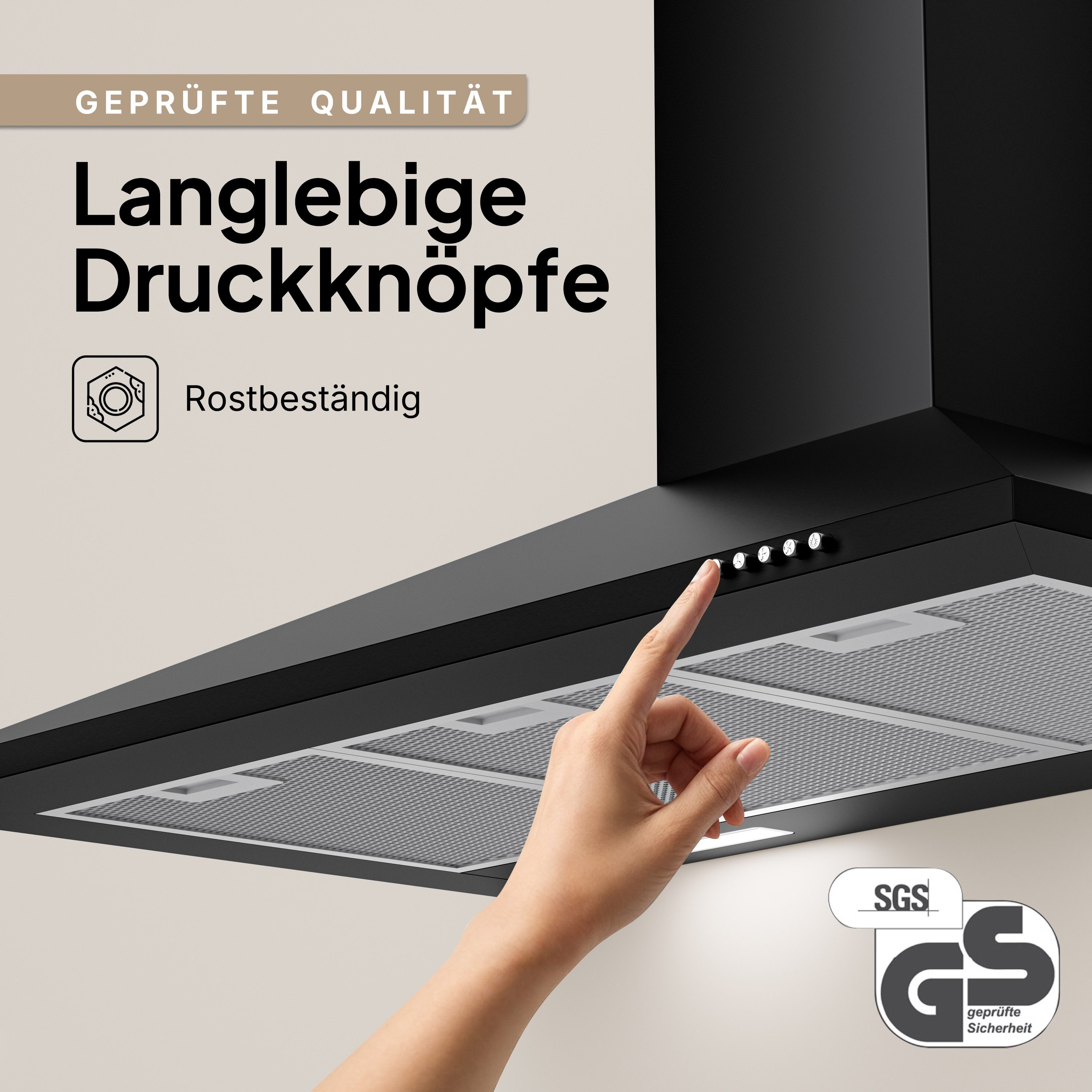 Levivo Wandhaube A+++ 410 m³/h Dunstabzugshaube 60cm und 90cm Umluft & Abluft A+++ 410 m³/h Dunstabzugshaube 60cm und 90cm Umluft & Abluft, Aktivkohlefiltern, Fettfiltern, LED-Beleuchtung