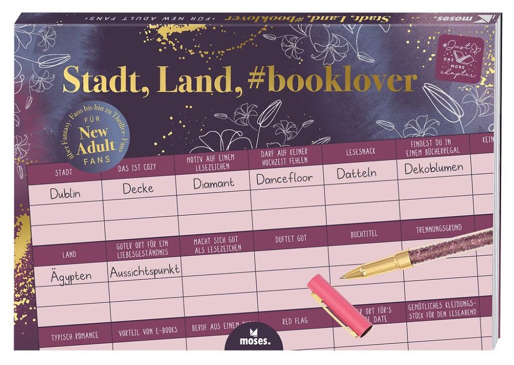 Moses. Verlag Spiel Just one more chapter Stadt, Land, #booklover