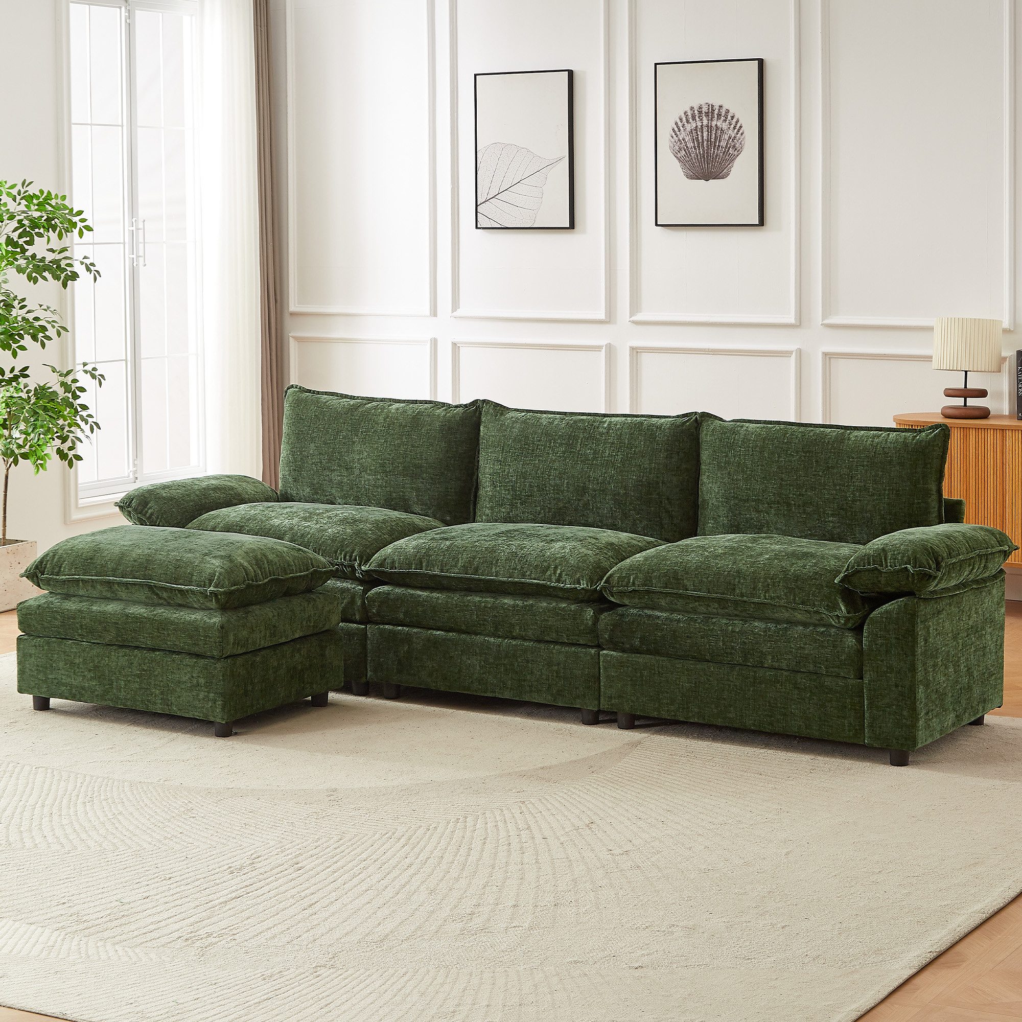 Jiexi Wohnlandschaft Modulares Sofa aus Chenille Freie Kombination Wohnlandschaft – Bild 2 von 5