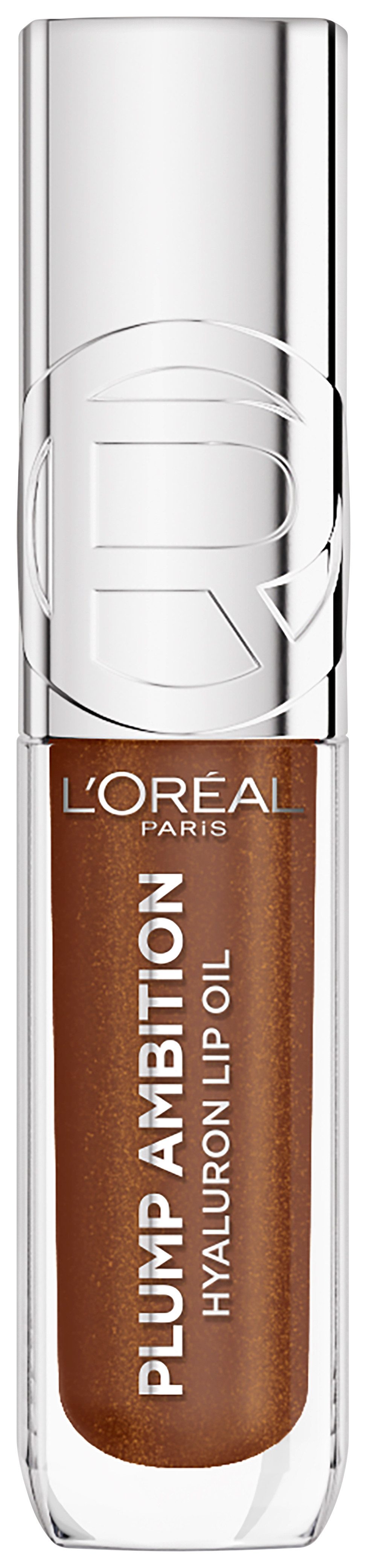 L'ORÉAL PARIS Lipgloss PARADISE PLUMP AMBITION HYALURON LIP OIL, mit Hyaluronsäure und Tripeptiden, ohne zu kleben