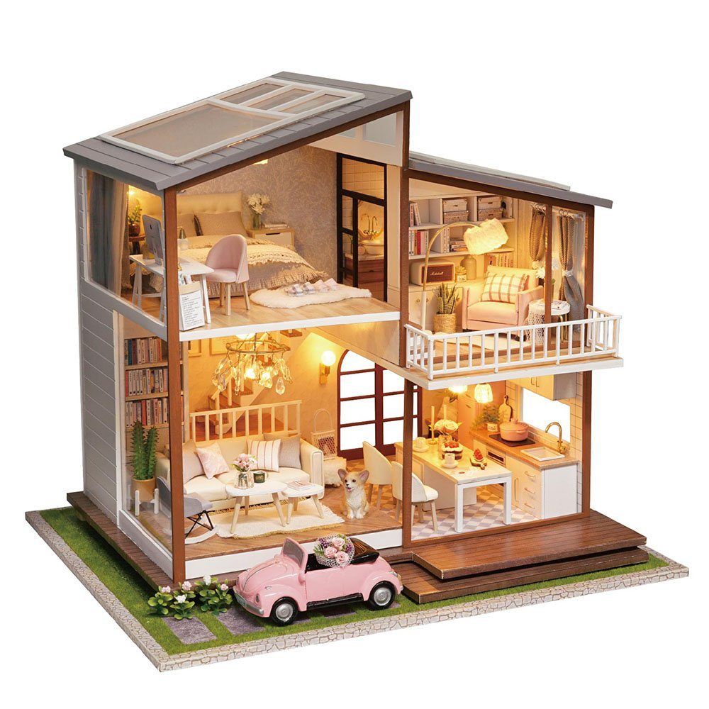Cute Room 3D-Puzzle DIY holz Miniature Haus Puppenhaus Traumhaus Freedom, Puzzleteile, 3D-Puzzle, Miniaturhaus, Maßstab 1:24, Modellbausatz zum basteln