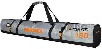 BRUBAKER Skitasche Carver Tec Pro Ski Tasche - Silber Orange (Skibag für Skier und Skistöcke, 1-tlg., reißfest und schnittfest), gepolsterter Skisack mit Zipperverschluss