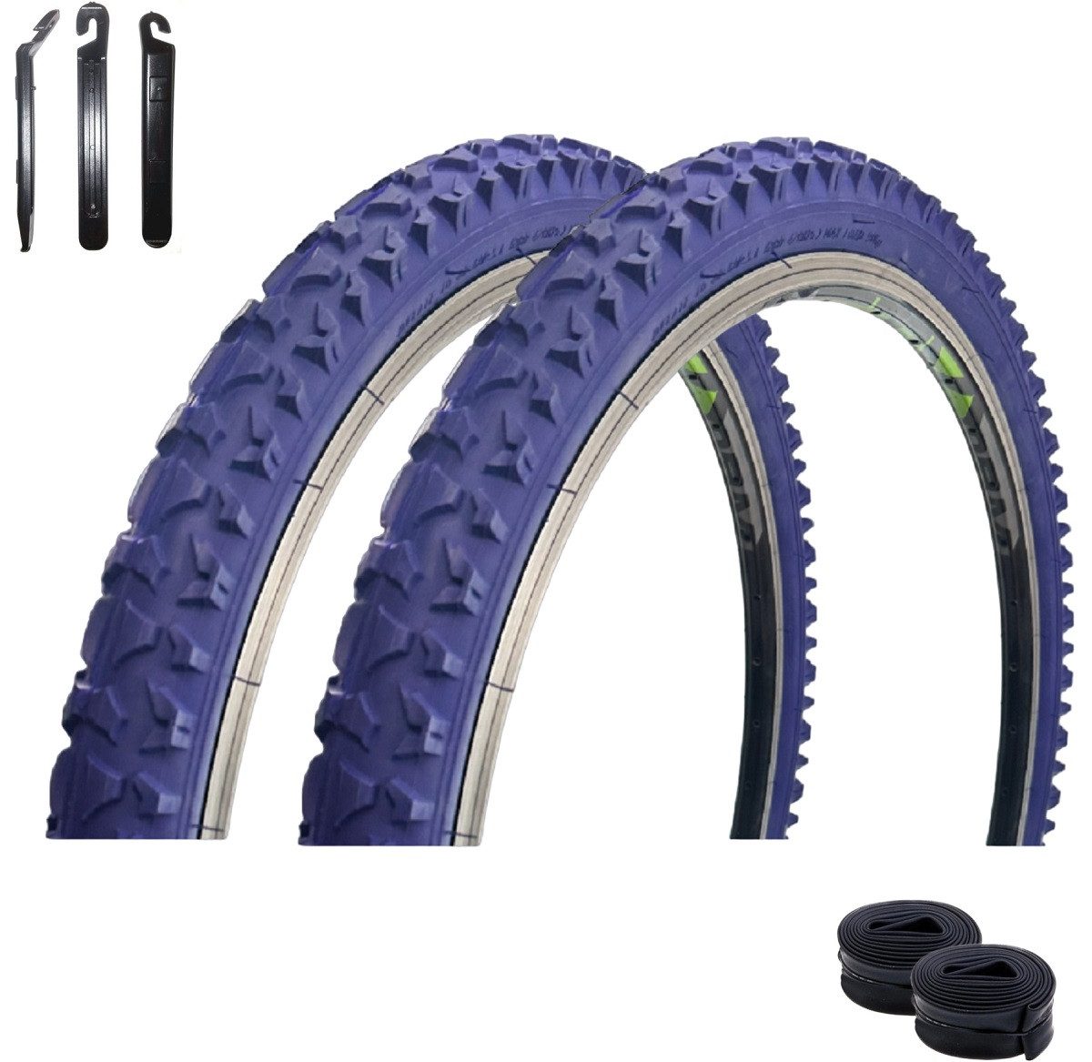 maxxi4you Fahrradreifen 2 x Roverstone 26 x 2,125 (57-559) Dunkelblau + 2 x DV inkl. RH