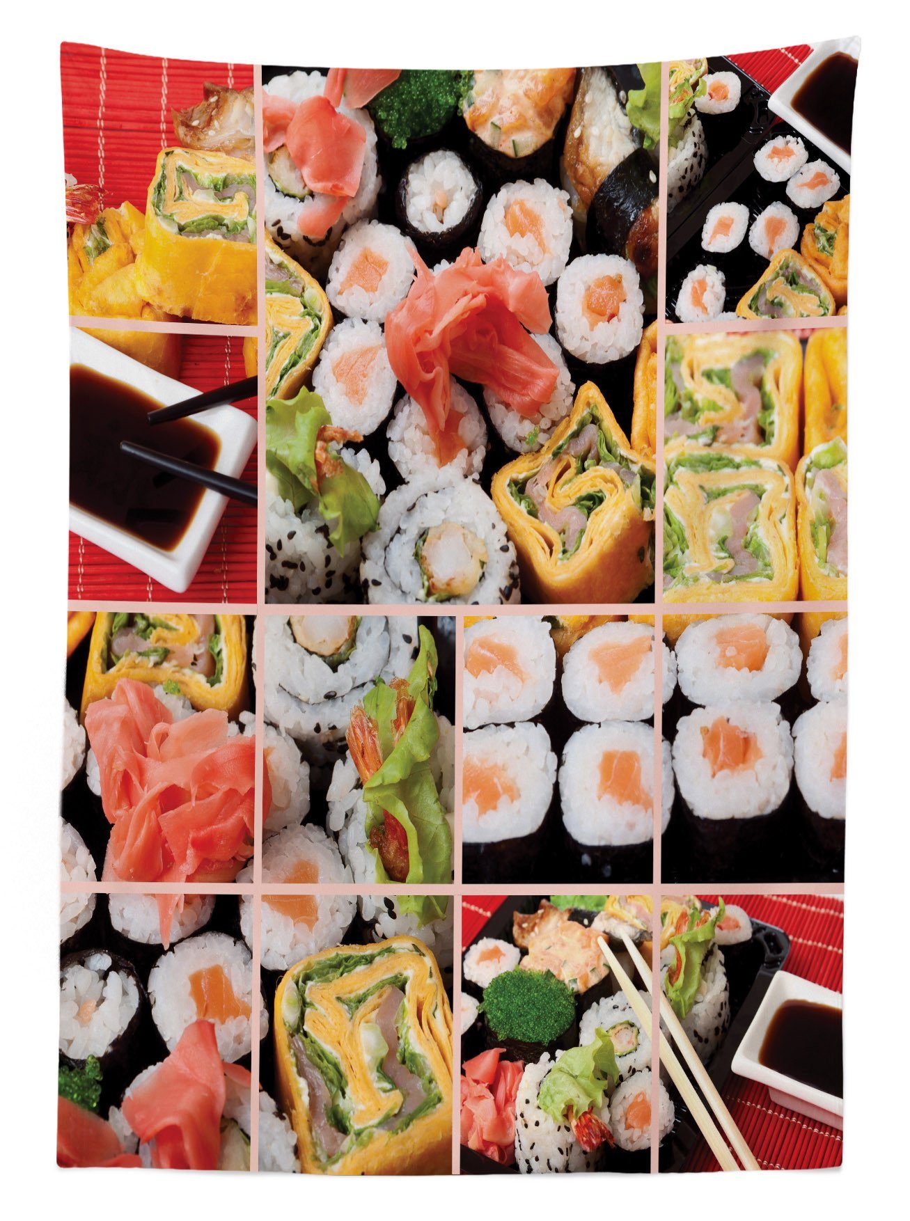 den Farben, Für Tischdecke Bereich Sushi-Rolle Waschbar japanisch Farbiger geeignet Farbfest Abakuhaus Klare Außen