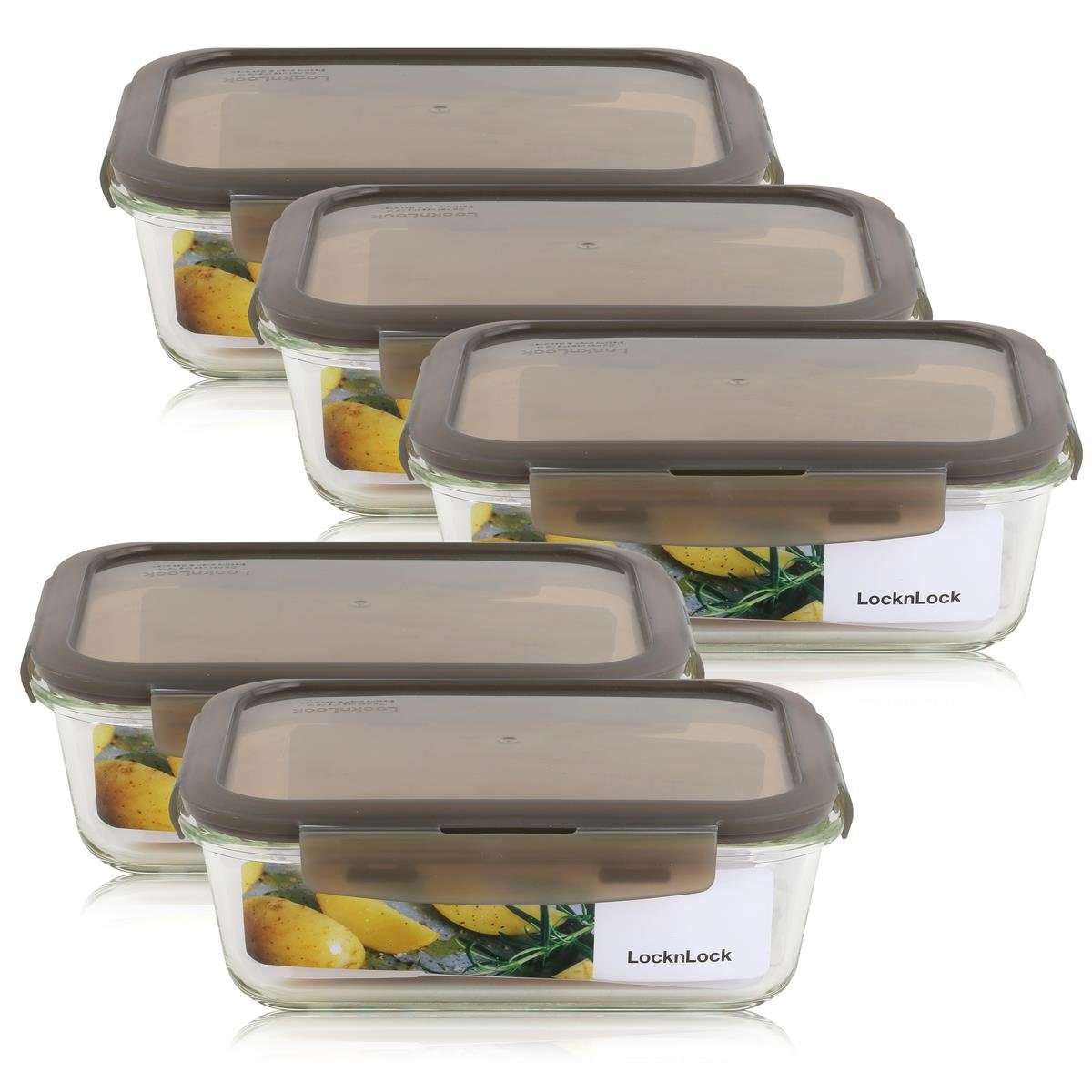 LOCK & LOCK Vorratsdose »LocknLock Oven Glass LLG445G Frischhaltedose 1L Borosilikatglas (5er