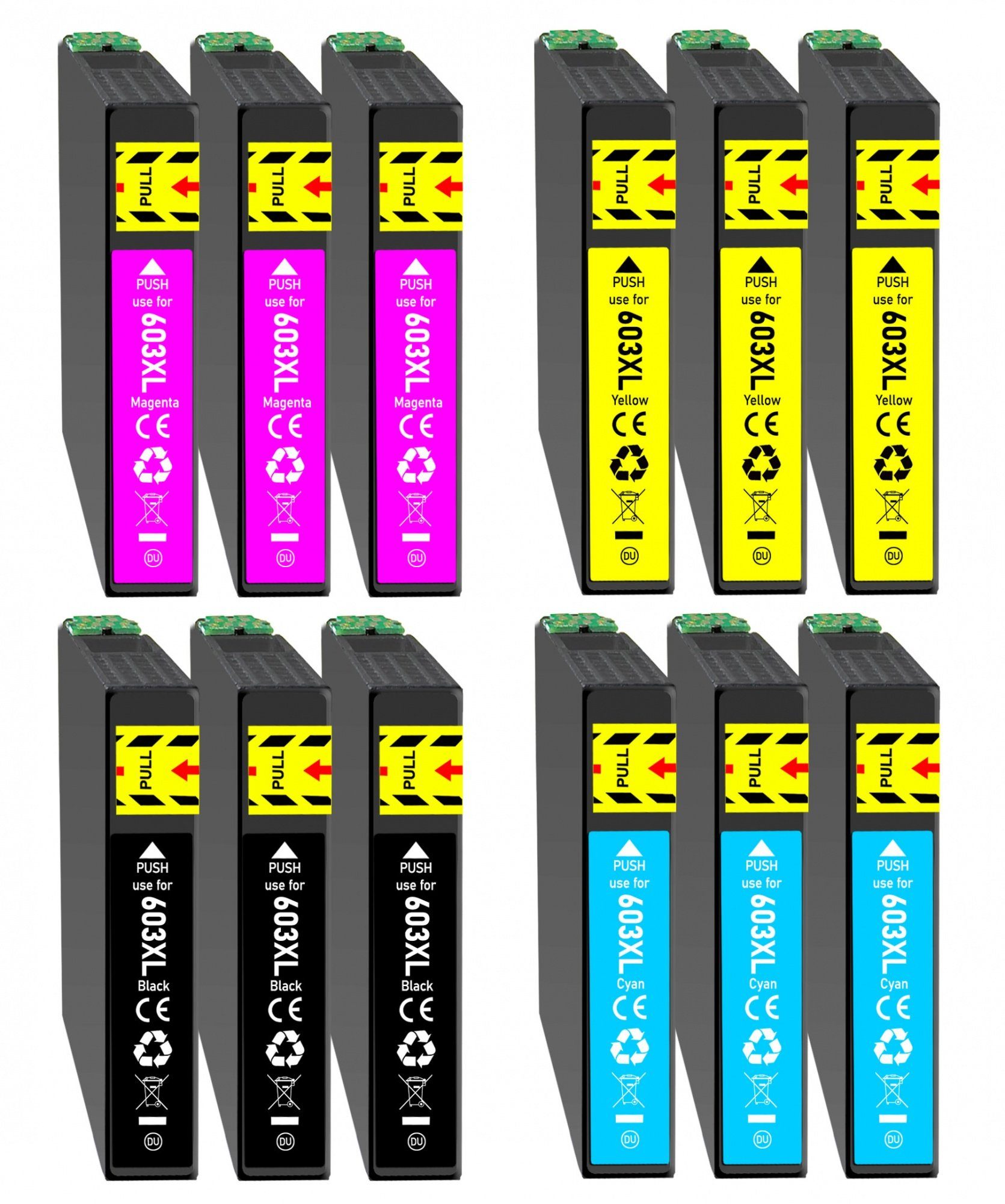 Druckerparadies 12er Multipack für Epson 603XL Tintenpatronen Set Tintenpatrone (12-tlg., XP2100 XP2105 XP2150 XP2155 XP3100 XP3105 XP3150 XP3155 XP4100 XP4105)