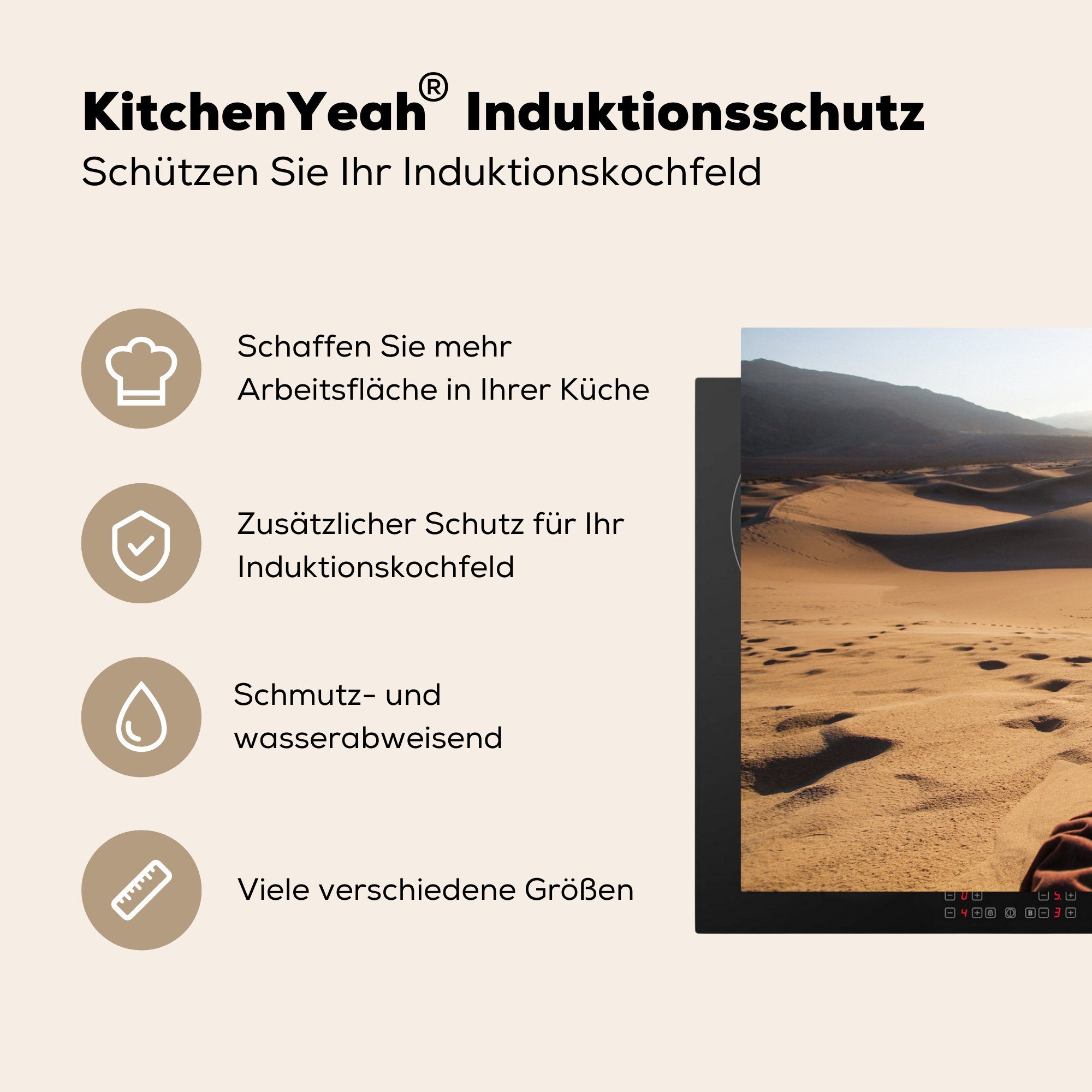 MuchoWow Herdblende-/Abdeckplatte Amerika - Sand Füße, für Vinyl, Ceranfeldabdeckung, Arbeitsplatte (1 tlg), küche cm, - 81x52