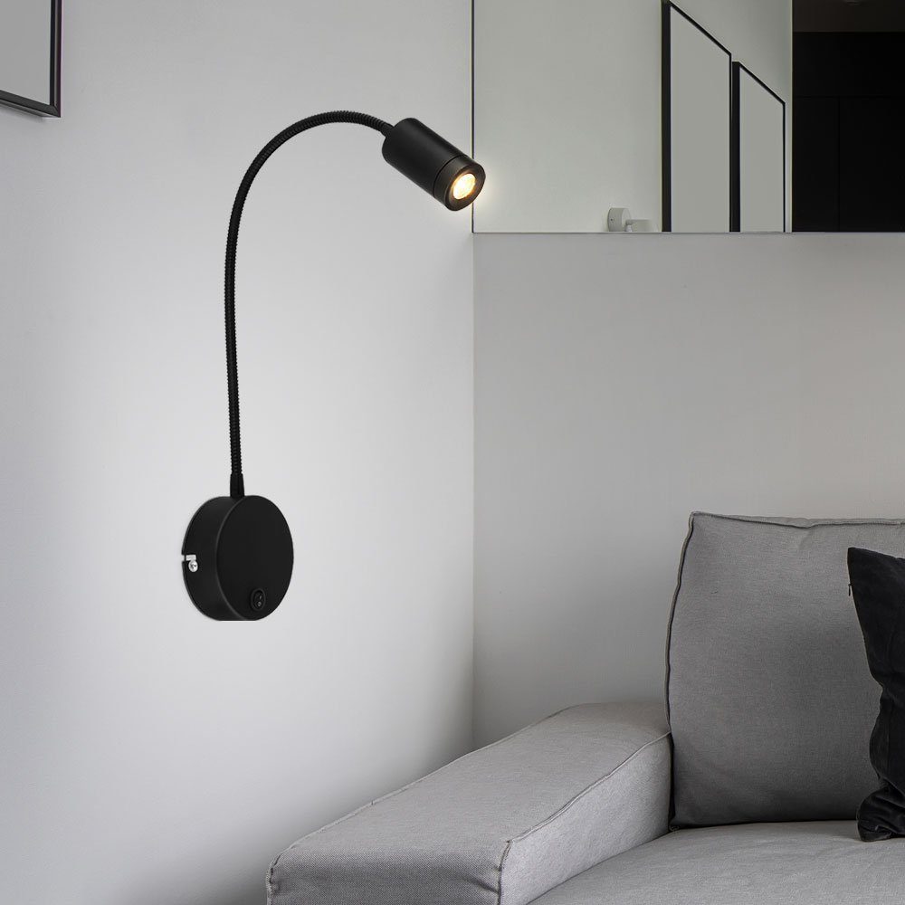 etc-shop Bettlampe schwarz verbaut, Warmweiß, LED-Leuchtmittel Wandmontage für fest Wandleuchte, LED Leselampe