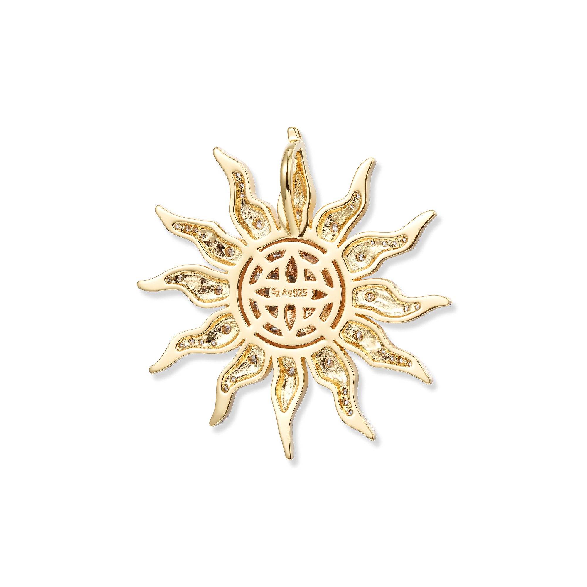 Seinerzeit FLORA & FAUNA Kettenanhänger Sol Gold Sonnen Anhänger (1-tlg), Material: 925 Sterling Silber, vergoldet mit Emaille