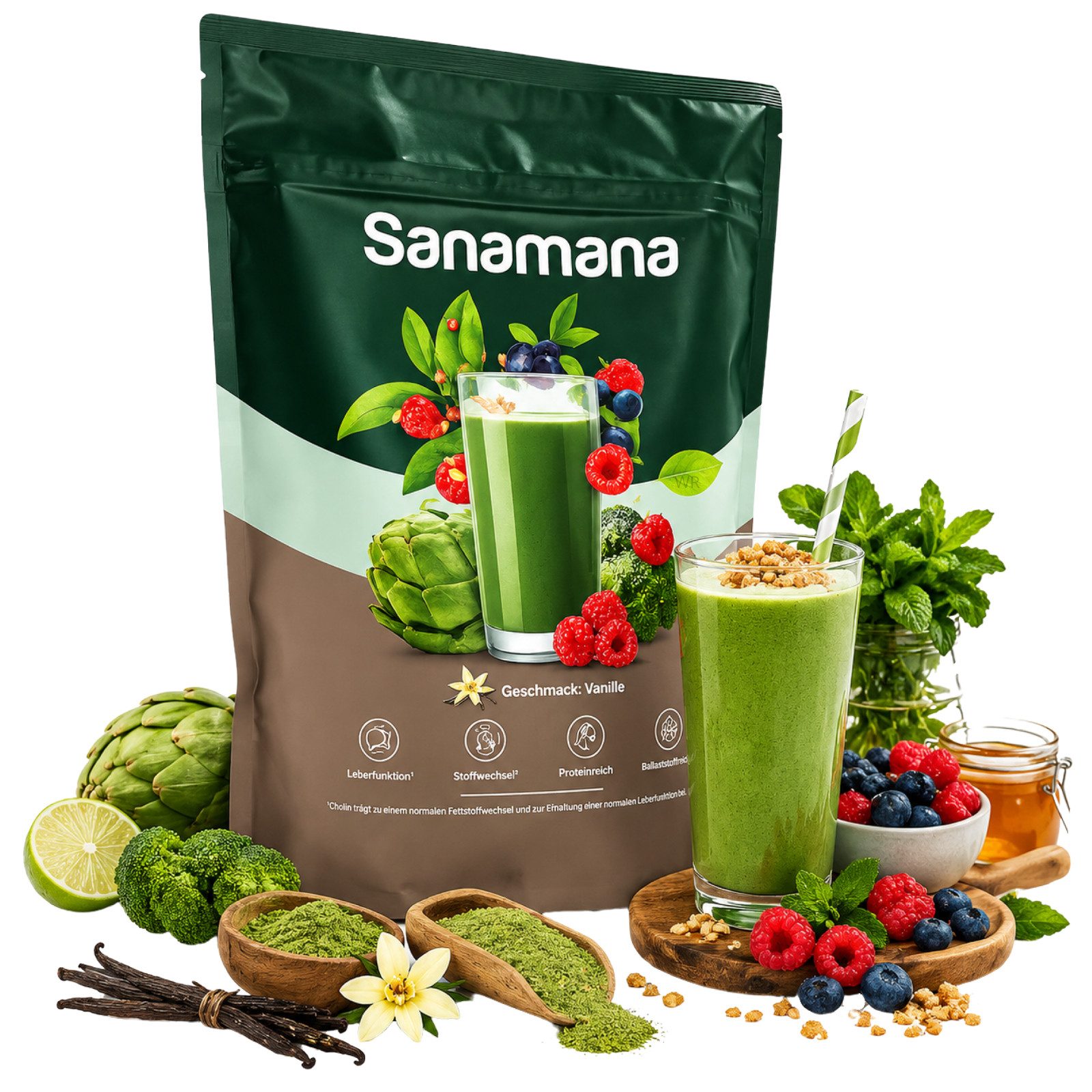 Sanamana Sanamana Green Shake Pulver, 560 g