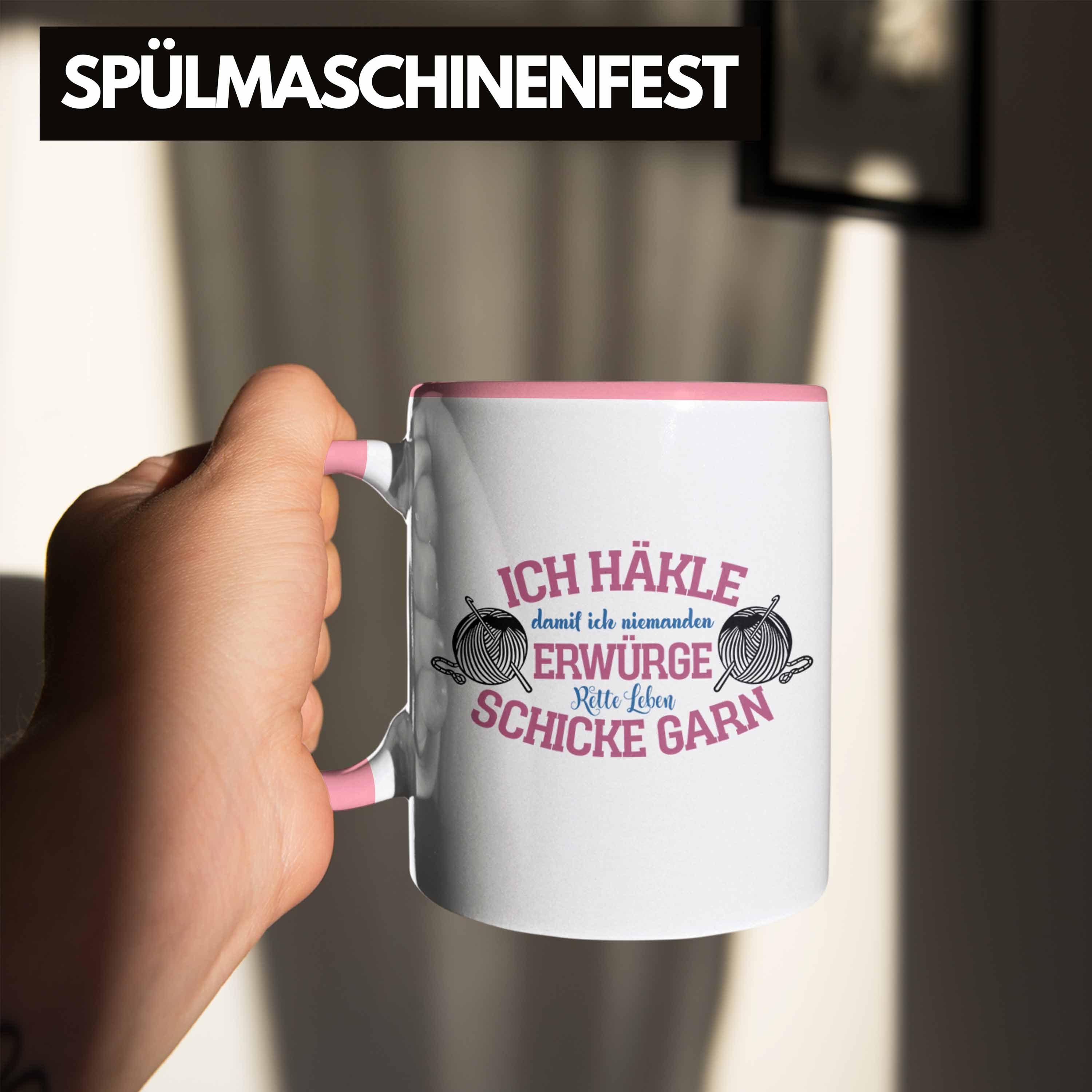 für und Geschenkidee Garn-Tasse Trendation Strick- Rosa Häkelbegeisterte Tasse