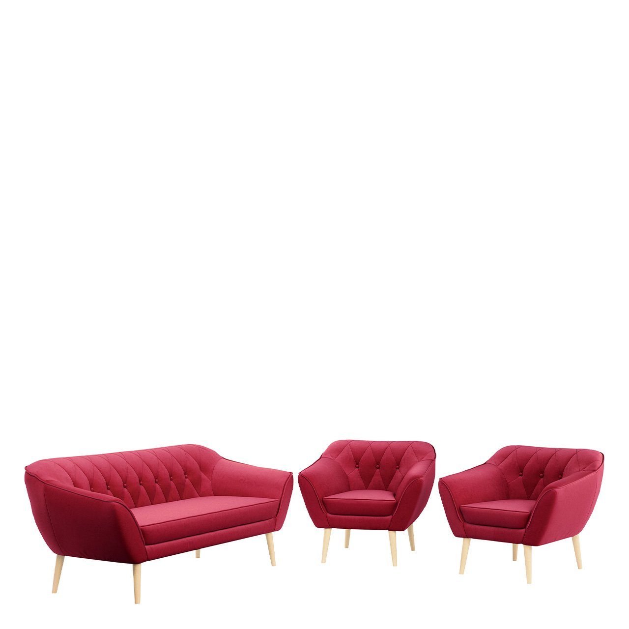 Skandinavische MÖBEL Sofa 1 3 PIRS mit Rot 1, Relaxfunktion, Casablanca Sofa Set, Deko MKS Moderne