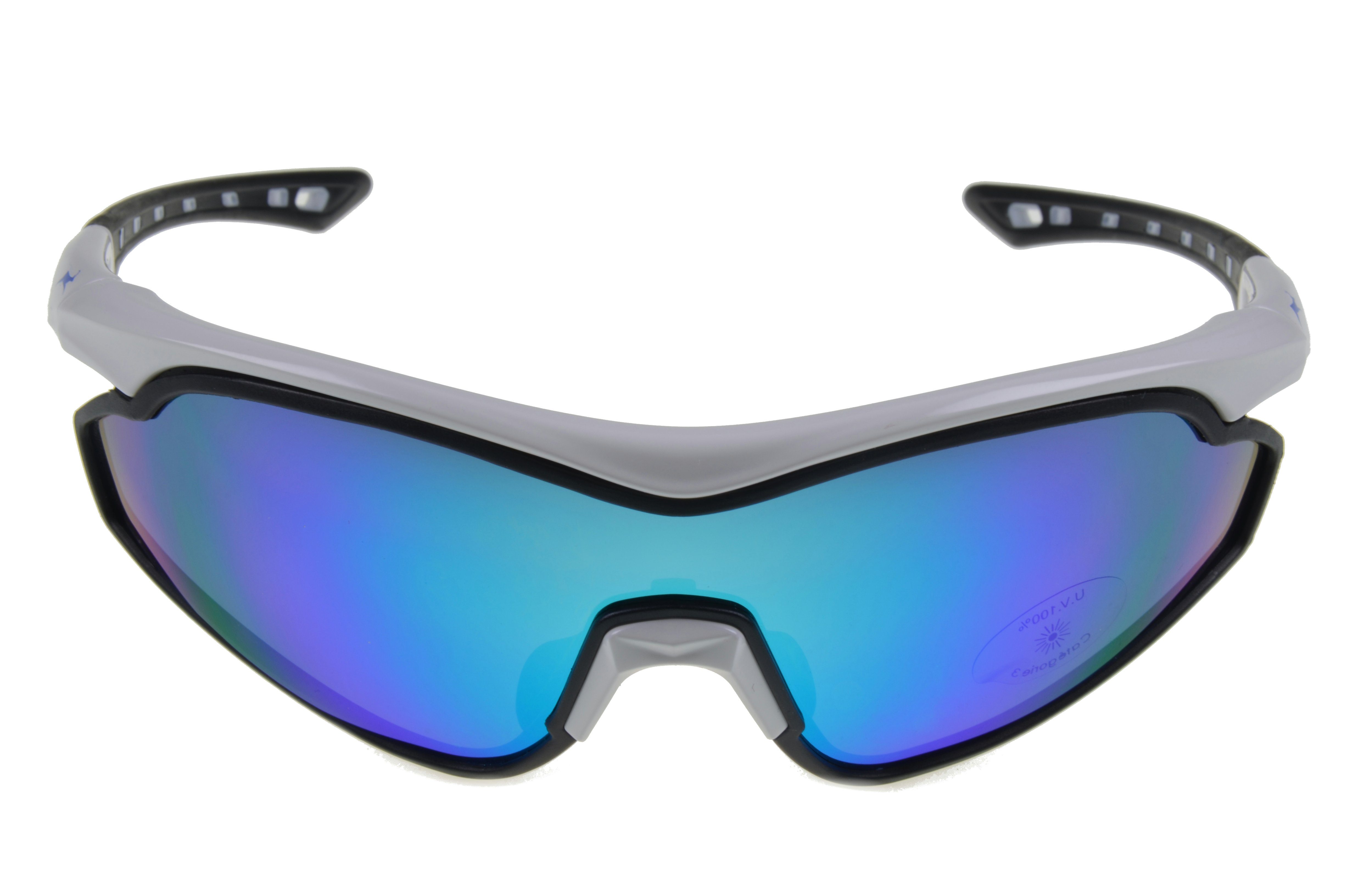 Gamswild Sportbrille UV400 Sonnenbrille Skibrille Fahrradbrille TR90 Damen Herren, Modell WS7534 in weiß, blau, grün