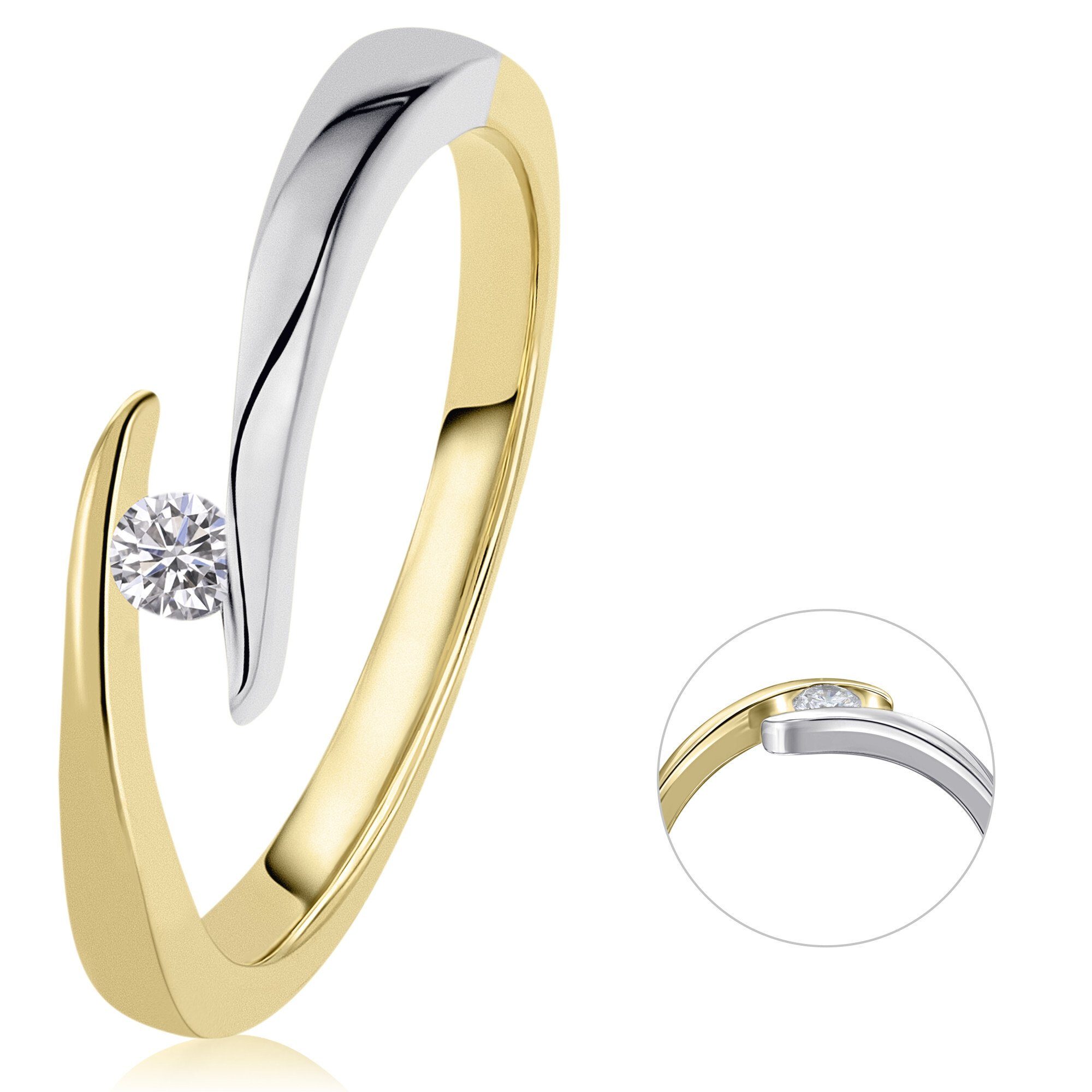 ONE ELEMENT Diamantring 0,05 ct Gold Damen Diamant Brillant Spannfassung Schmuck Gelbgold, Spannfassung 585 aus Ring