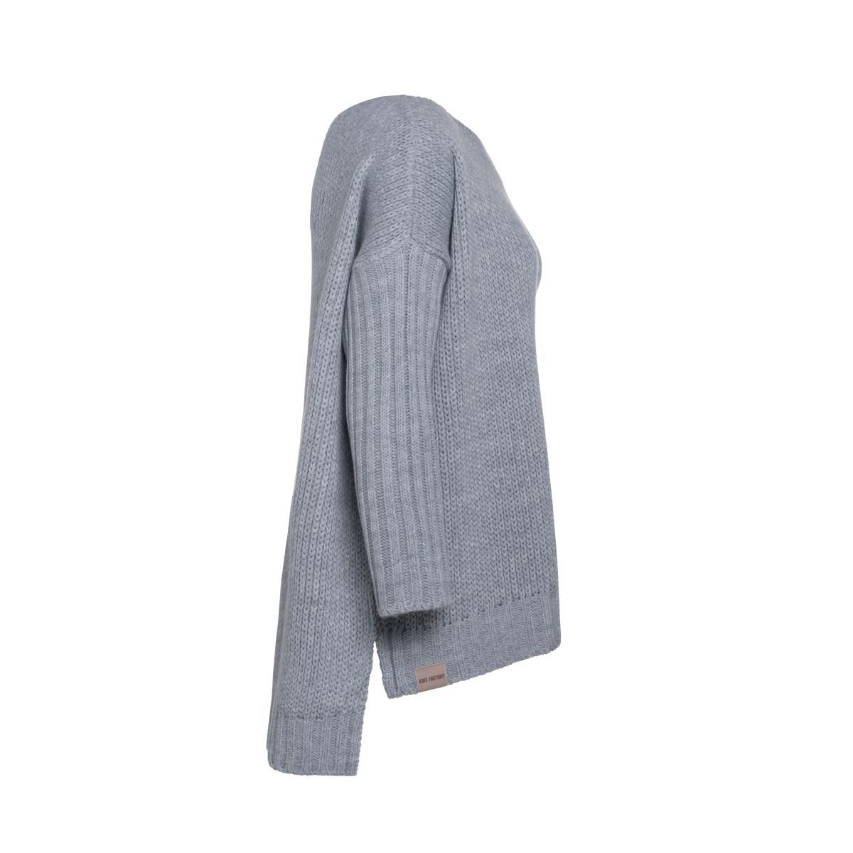 Knit Factory Strickponcho Kylie Pullover 36/44 Glatt Grau (1-tlg) Strickware Strickartikel Pullover Strickpullover